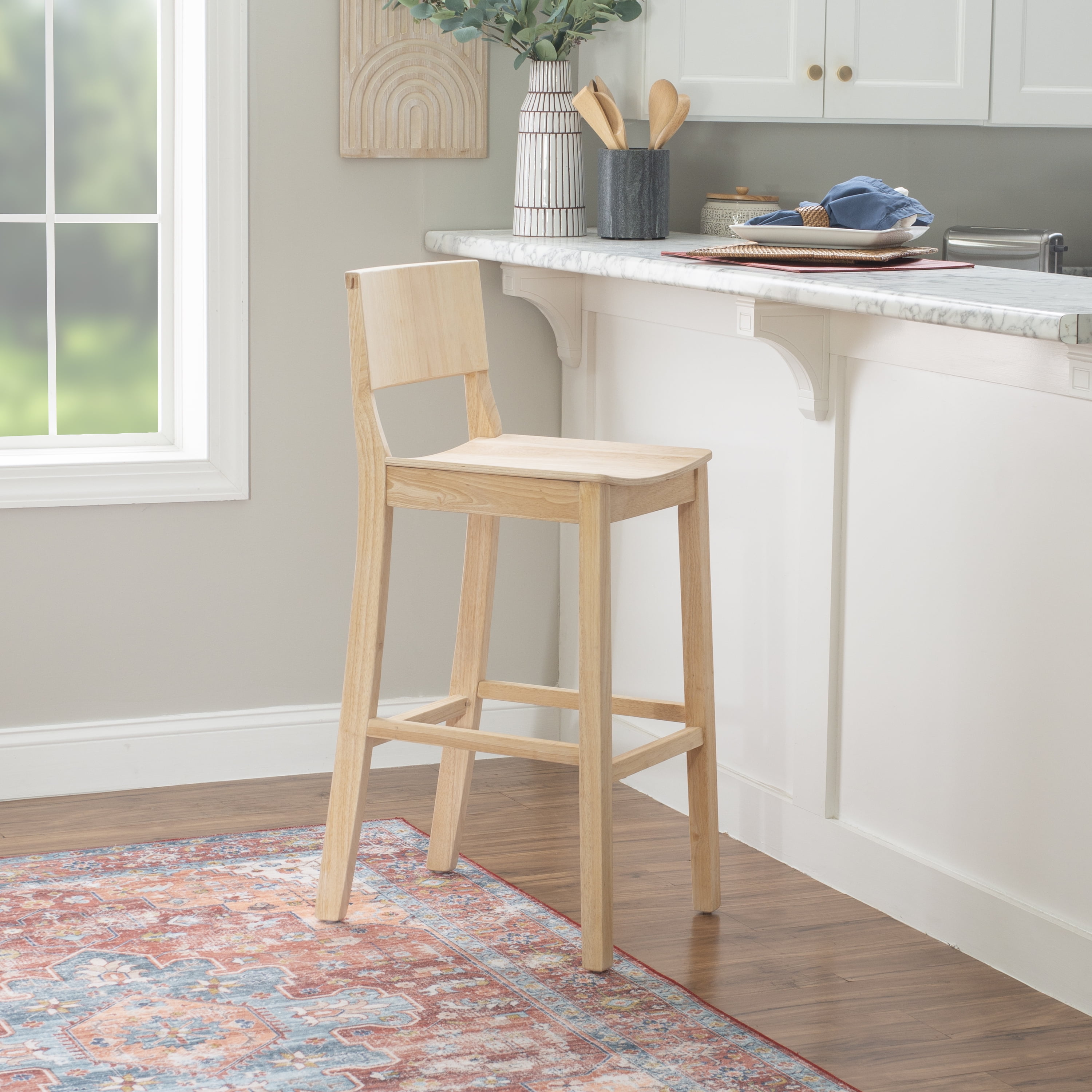 Linon Darcy 30" Indoor Wood Bar Stool, Set of 2, Unfinished - Image 6