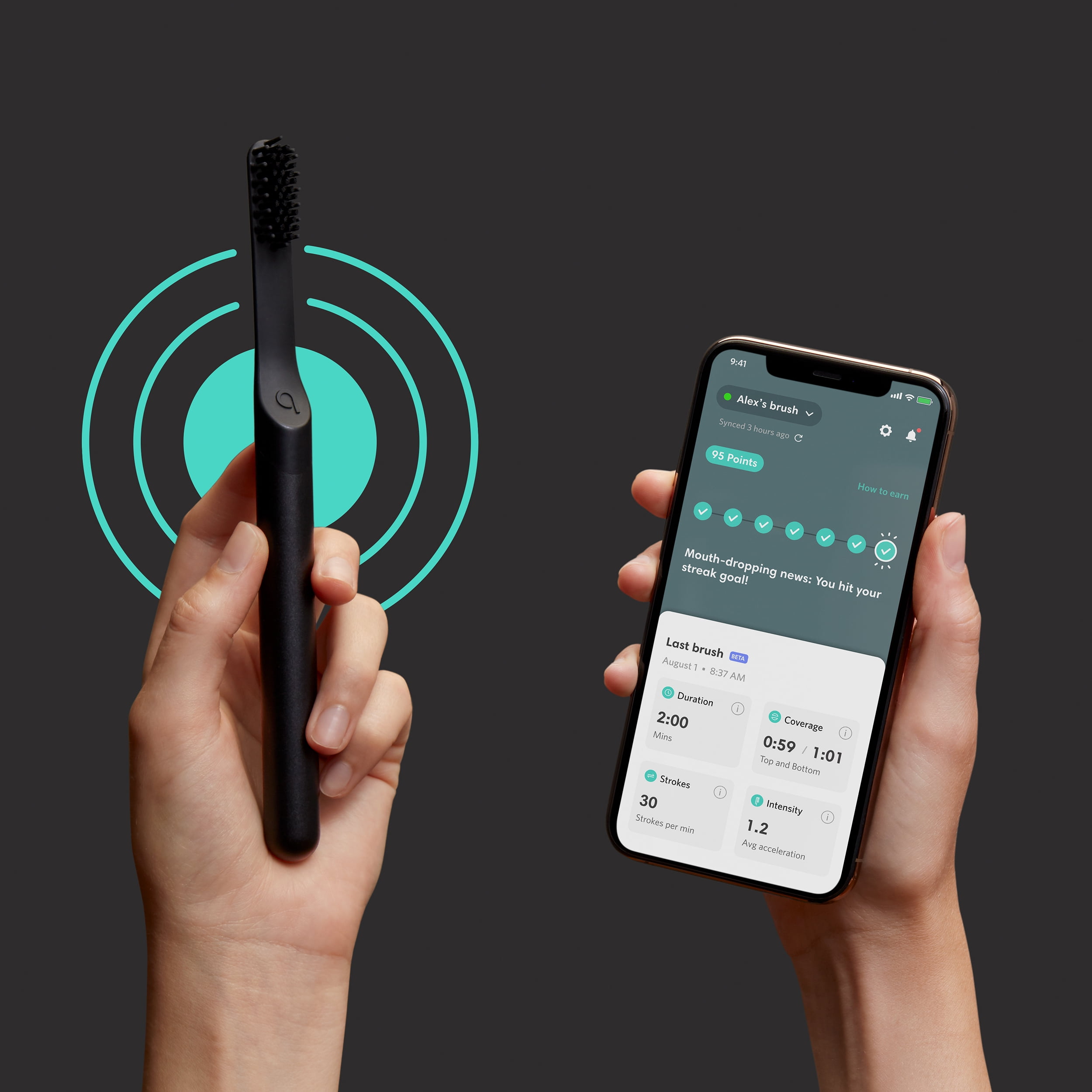 Quip Adult Smart Electric Toothbrush, Built-in Timer + Travel Case, All Black Full Head - Image 3