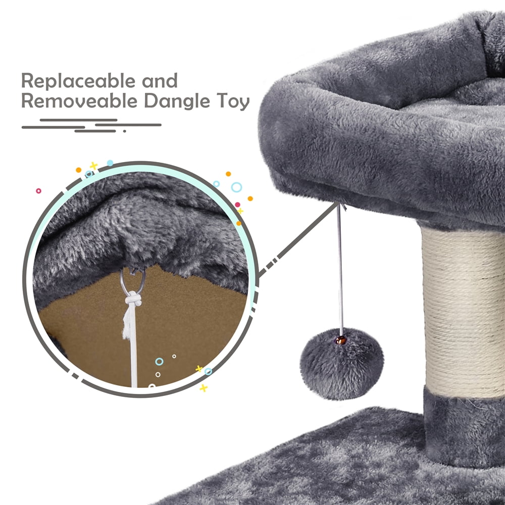 Alden Design 4-Level Cat Tree Condo with Plush Perch, Dark Gray - Image 2