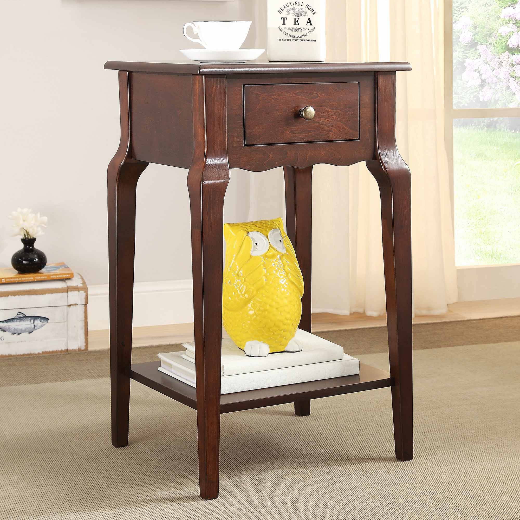 Weston Home Catalpa 28" High Wood End Table with Drawer and Shelf, Vulcan Black - Image 2