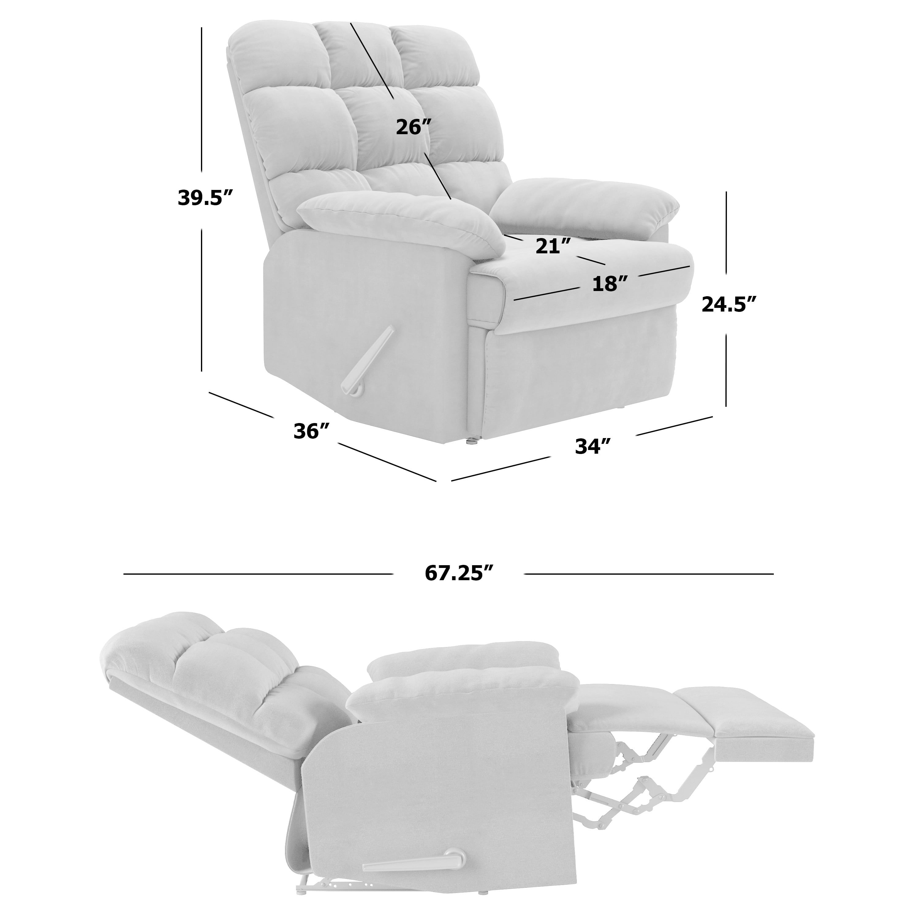 Mainstays Microfiber Recliner, Gray - Image 6