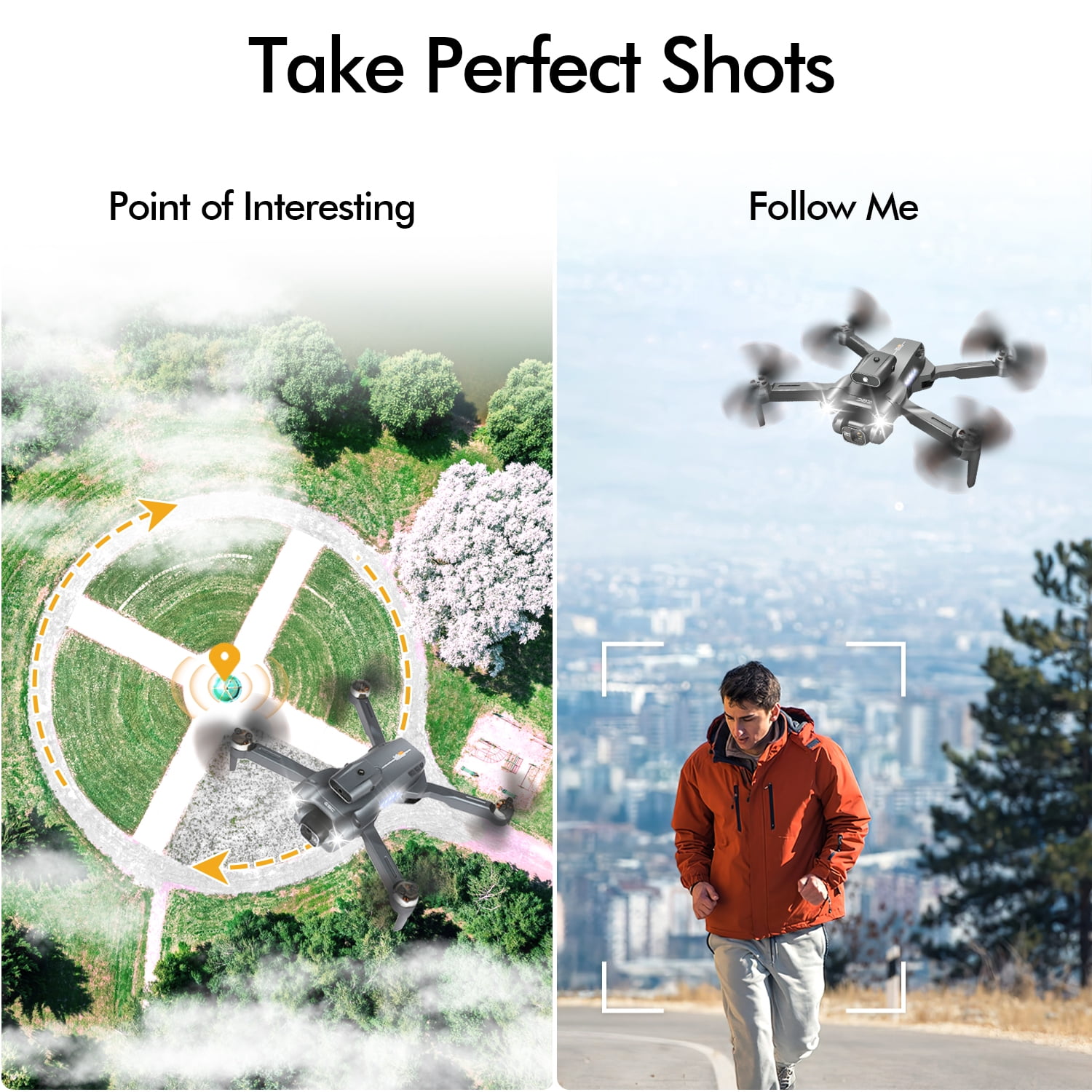 Hot Bee Foldable Aerial Drones, 1080p Ajustable Dual Camera & 3 Batteries, Brushless FPV Quadcopter UAV, Optical Flow, 360° Obstacle Avoidance, Waypoint Fly, Christmas Toy Gift for Adults & Kids - Image 10