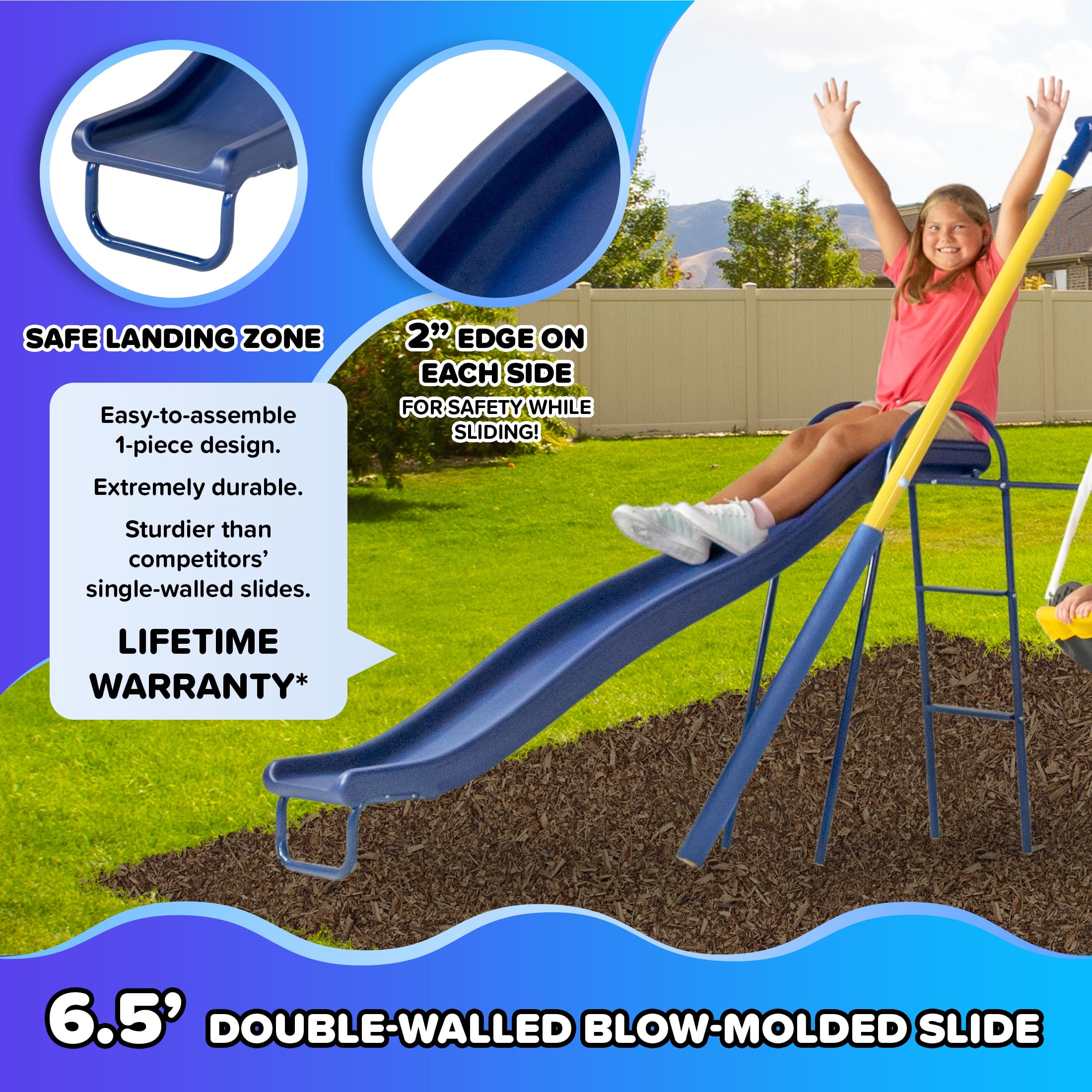 Sportspower Super 10 Metal Swing Set with Saucer Swing, Standing Swing, Teeter-Totter, Lifetime Warranty on Slide & Bonus Anchor Kit, Great for Kids 3-8 - Image 3