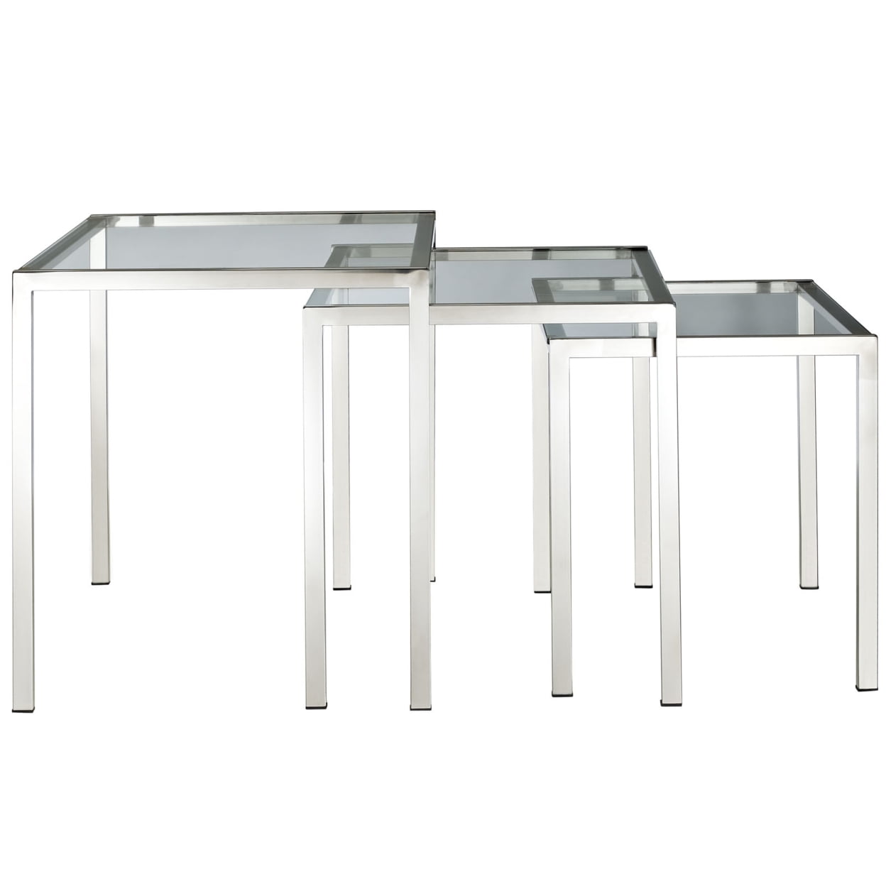 Modway Nimble Modern 3-Piece Nesting Table Set in Silver - Image 5