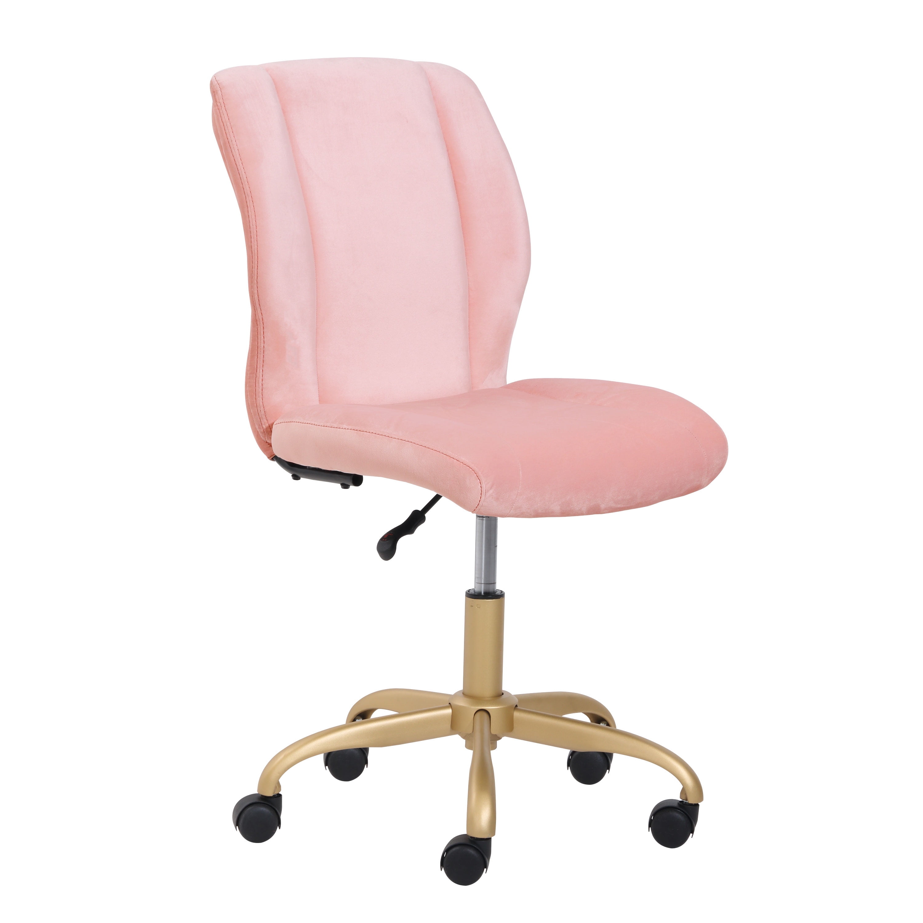 Mainstays Plush Velvet Office Chair, Blush - Image 2