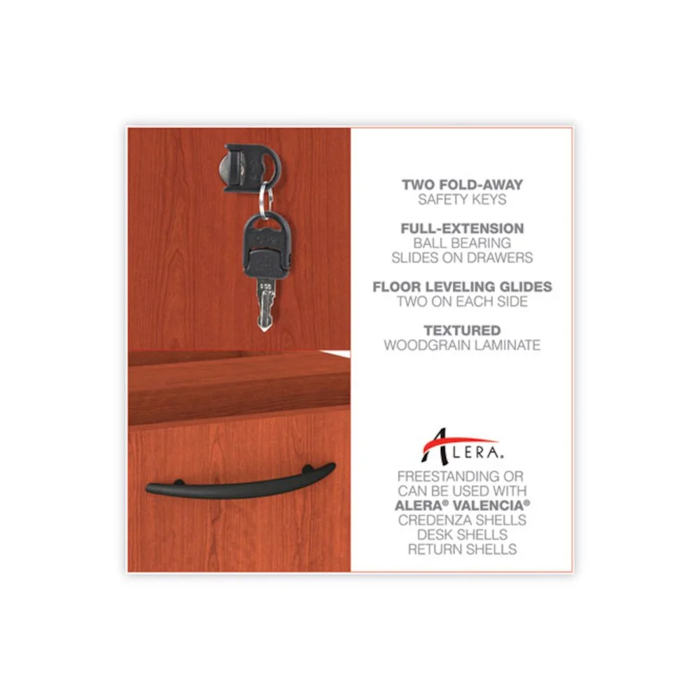 Alera 3 Drawers Vertical Lockable Filing Cabinet, Medium Cherry - Image 6