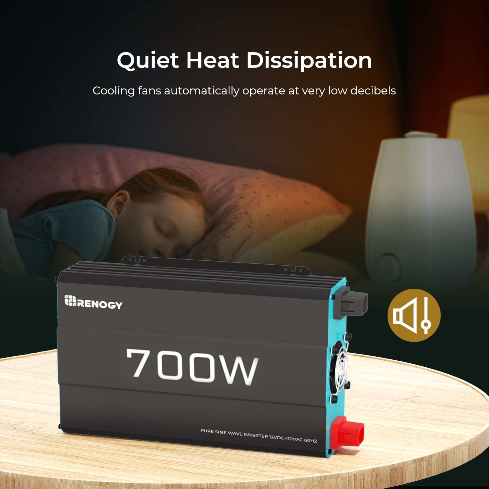 Renogy 700W 12V Pure Sine Wave Inverter, Power Inverter DC 12V to AC 120V, High-Efficiency, Remote Control - Image 9