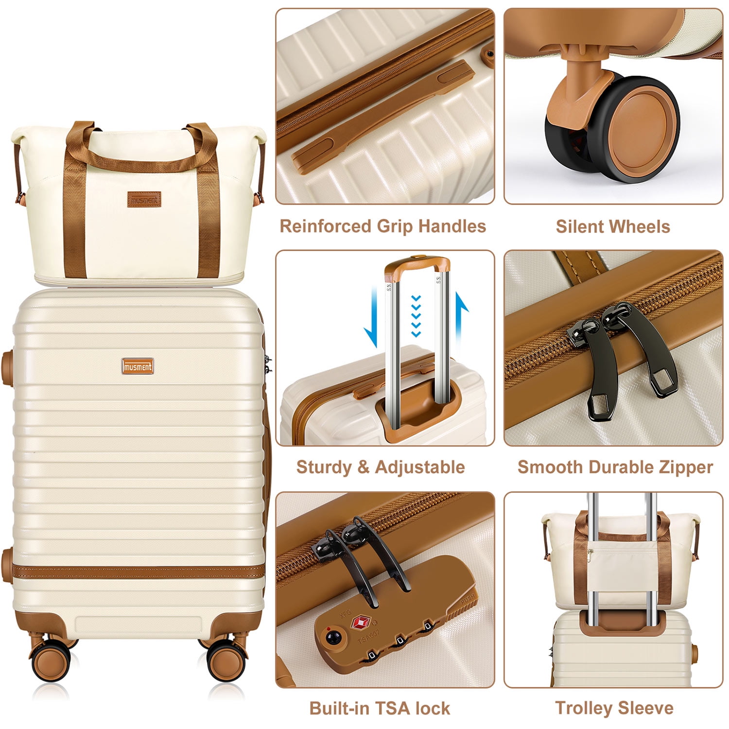 Expandable Suitcase Set Luggage Sets, 20 inch Carry On Luggage with TSA Lock and Double Spinner Wheels,(Ivory White,3 PCS set ) - Image 11