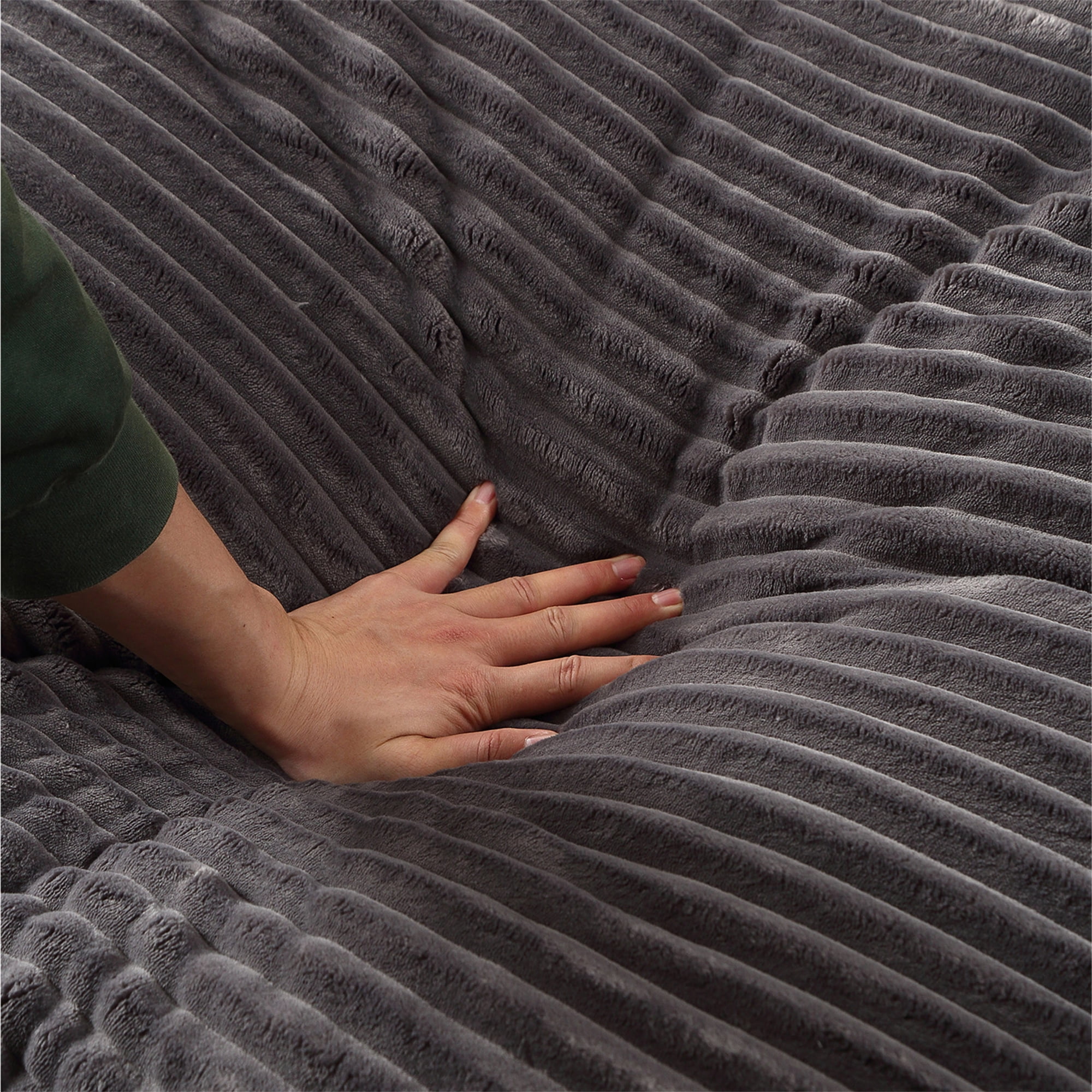 Aukfa 55 Inch Chaise Lounge Indoor, Oversized Corduroy Cloud Sofas Couches for Living Room, Gray - Image 3