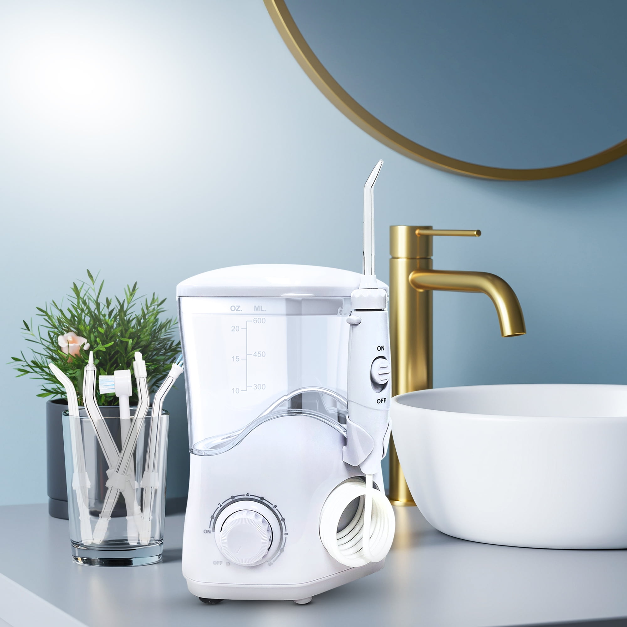Equate Premium Countertop Water Flosser with Flosser Tips and 120 Seconds of Water Capacity (1 Water Flosser, 6 Flosser Tips) - Image 6