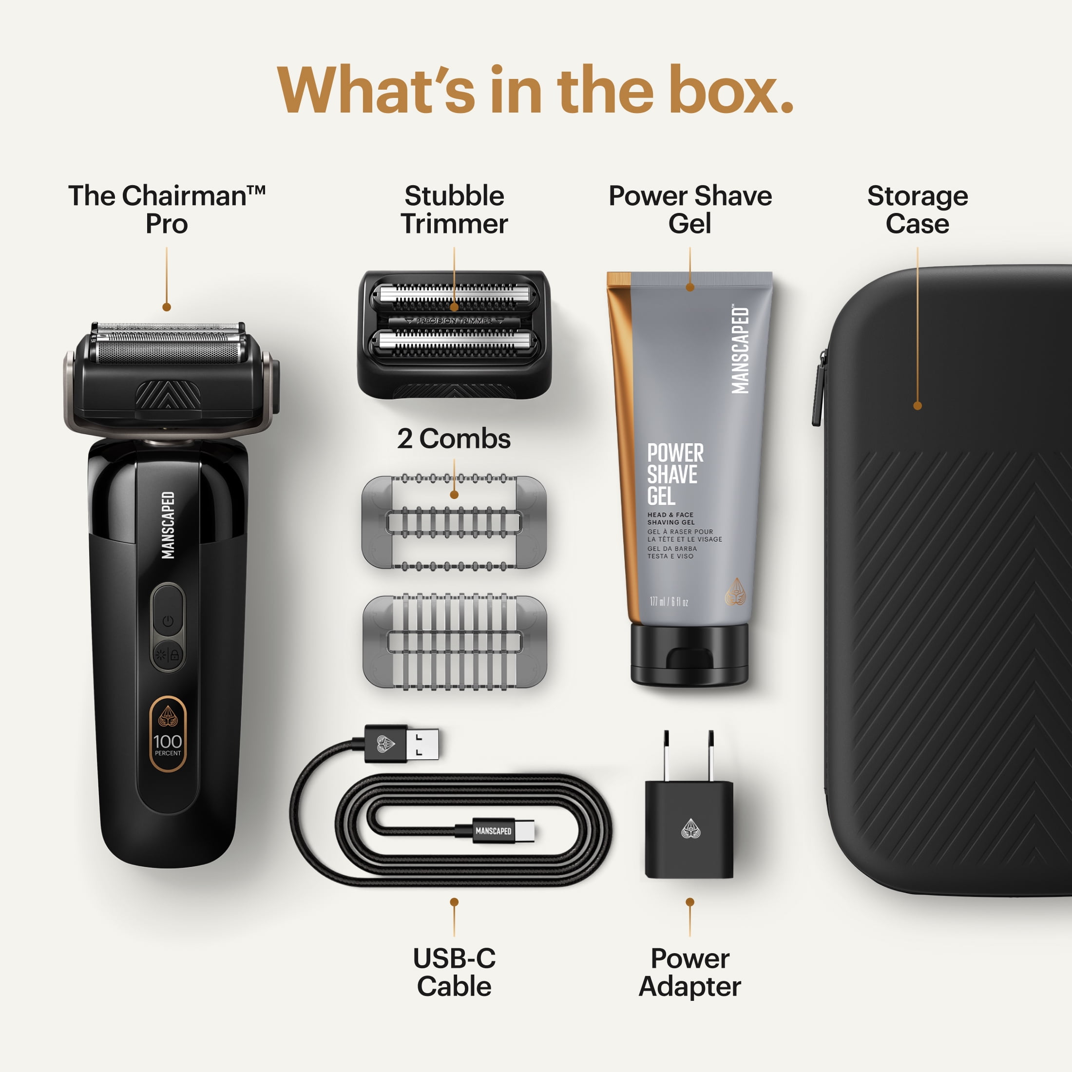 MANSCAPED® The Chairman™ Pro Precision Pack, Electric Foil Face Shaver and SkinSafe® Face Stubble Trimmer with Power Shave Gel - Image 3