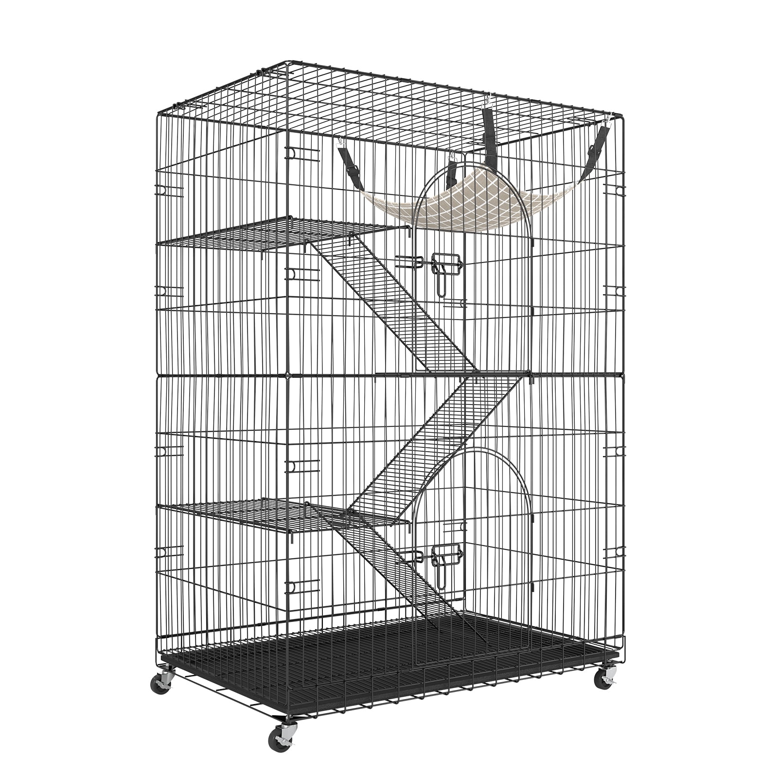 VEVOR Catio, 4-Tier Large Cat Cages Indoor, Detachable Metal Playpen Enclosure with 360 Rotating Casters, with 3 Ladders and a Hammock for 1-3 Cats, 35.4x23.6x51 inch - Image 3
