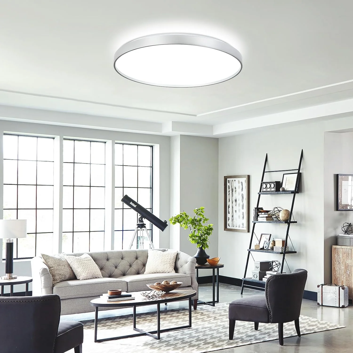 Depuley Modern LED Flush Mount Ceiling Light Silver Low Profile Light Fixture Thin Round Close to Ceiling Light for Kitchen, Bedroom, Living Room, 5 Color Adjustable - Image 6