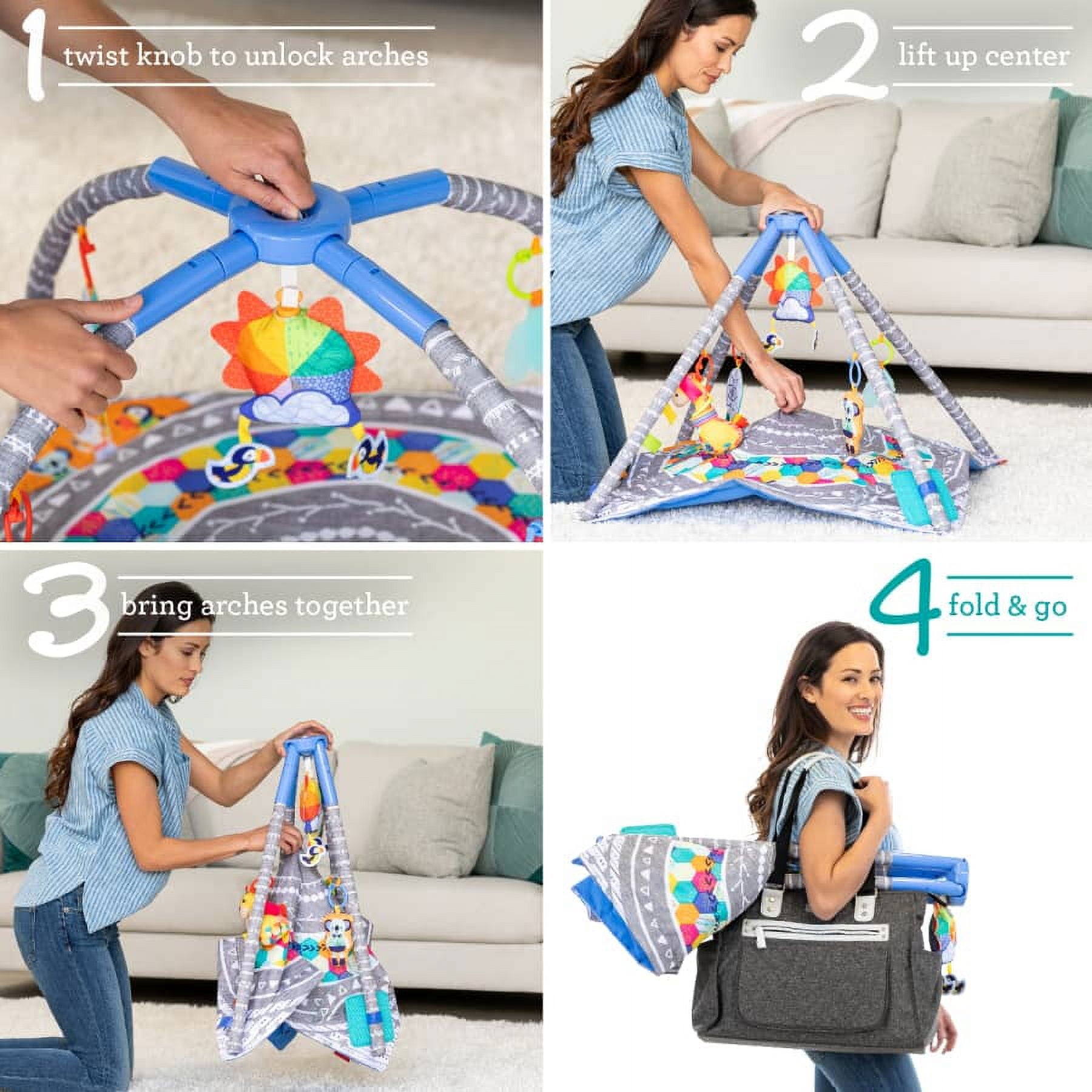 Infantino 4-in-1 Twist & Fold Musical Mobile Activity Gym, 6-12 Months, Blue Boho - Image 5