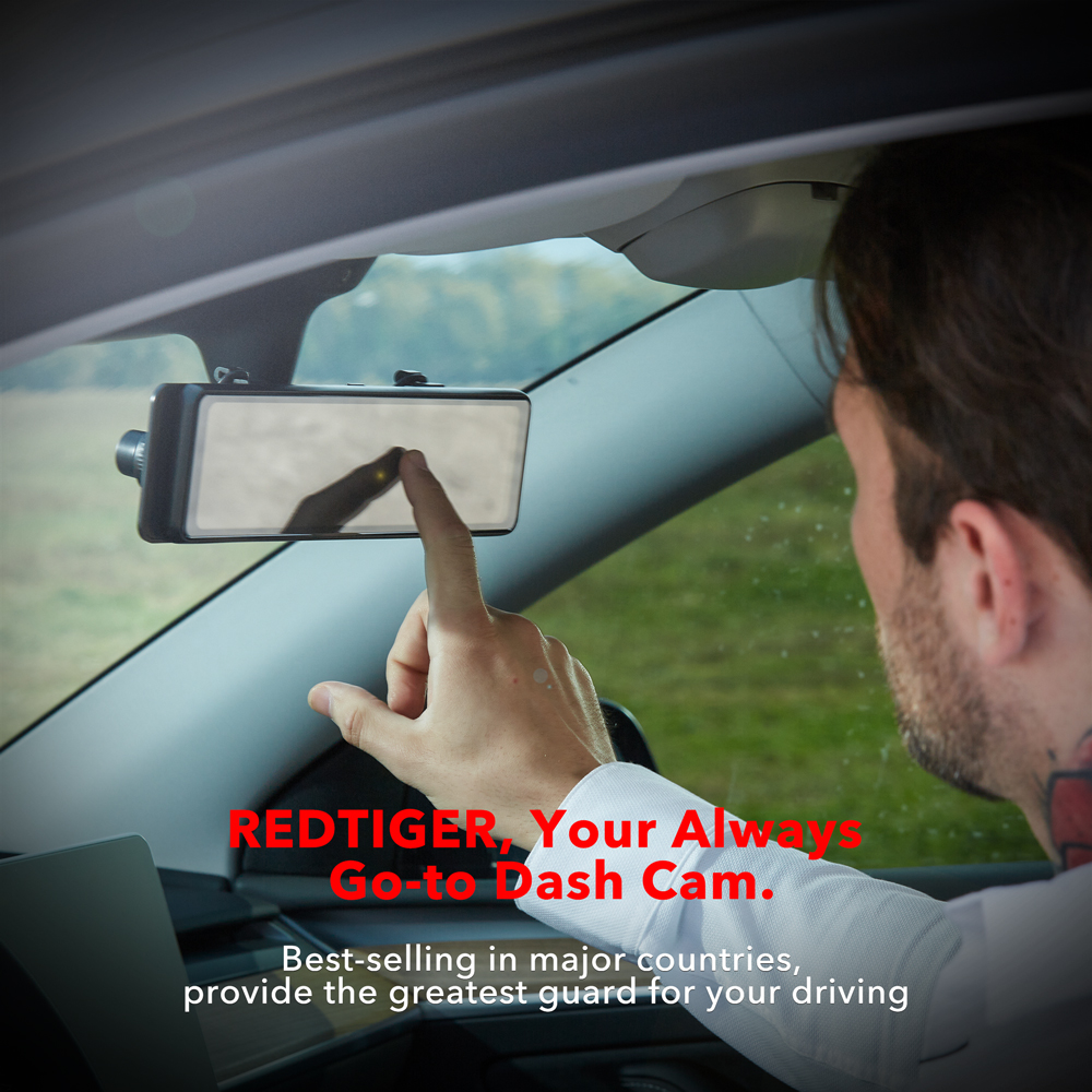 REDTIGER 11" UHD Full Touch Screen Rearview Mirror Dash Cam, 4K Front and 2.5K Rear Backup Camera, Night Vision, GPS - Image 5