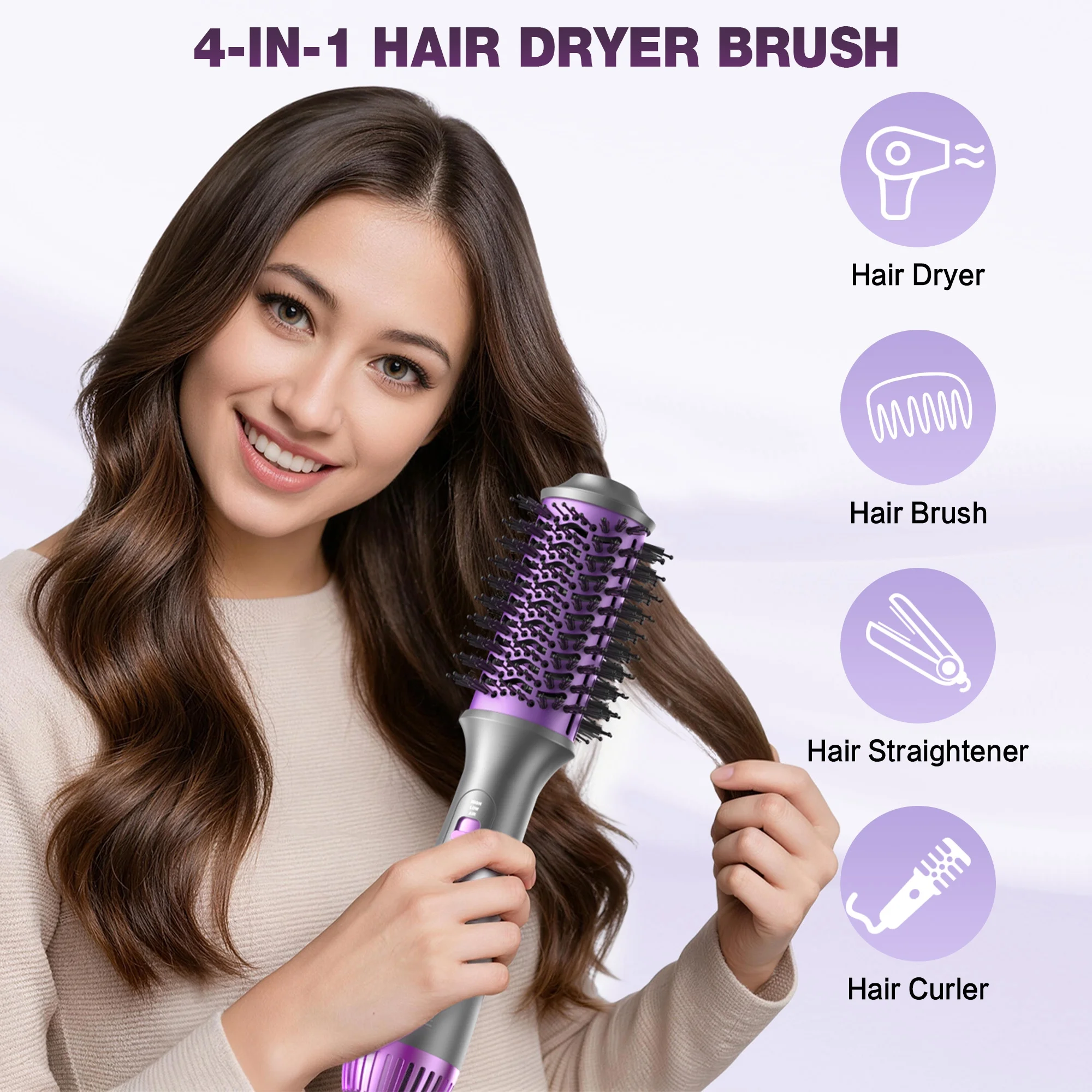 NEXPURE Hair Dryer and Blow Dryer Brush in One, New Upgrade 4 in 1 Hair Dryer Brush with Negative Ion Anti-frizz Ceramic Titanium Barrel - Image 2