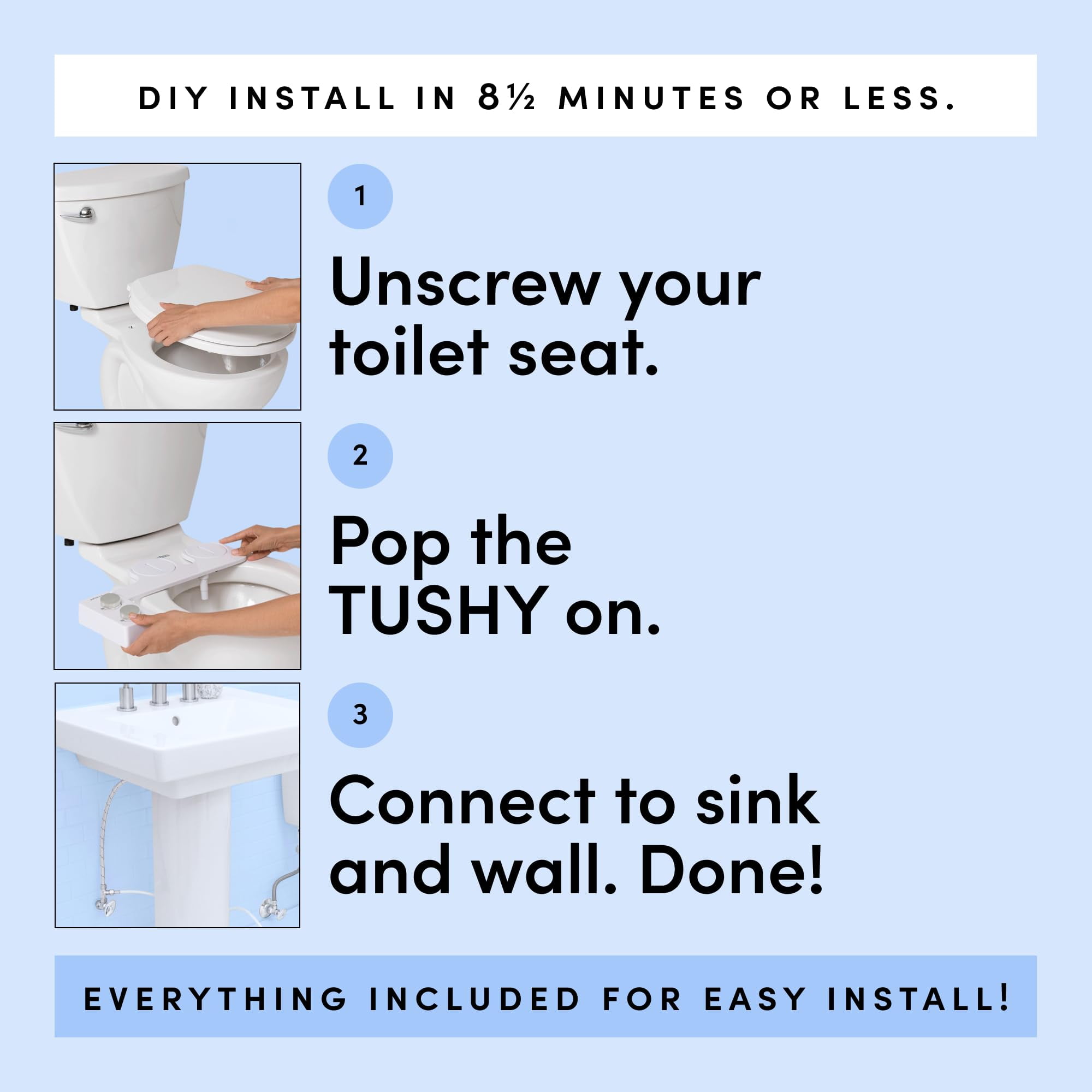 TUSHY Spa Self-Cleaning Warm Water Bidet Attachment, Adjustable Nozzle Angle, Pressure Control, Easy DIY Home Install, Requires Sink Access for Temperature Control, White/Bamboo - Image 9