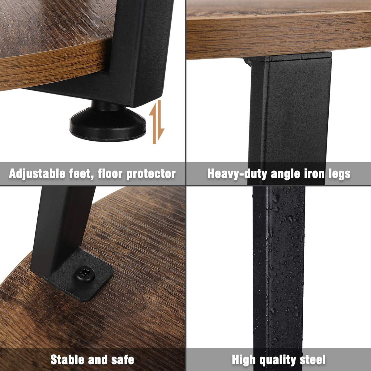 Small Round 2 Tier Wooden Side End Table for Small Spaces Bedroom Living Room Accent Tables Nightstand 22 Inch Height, Brown and Black Frame - Image 3