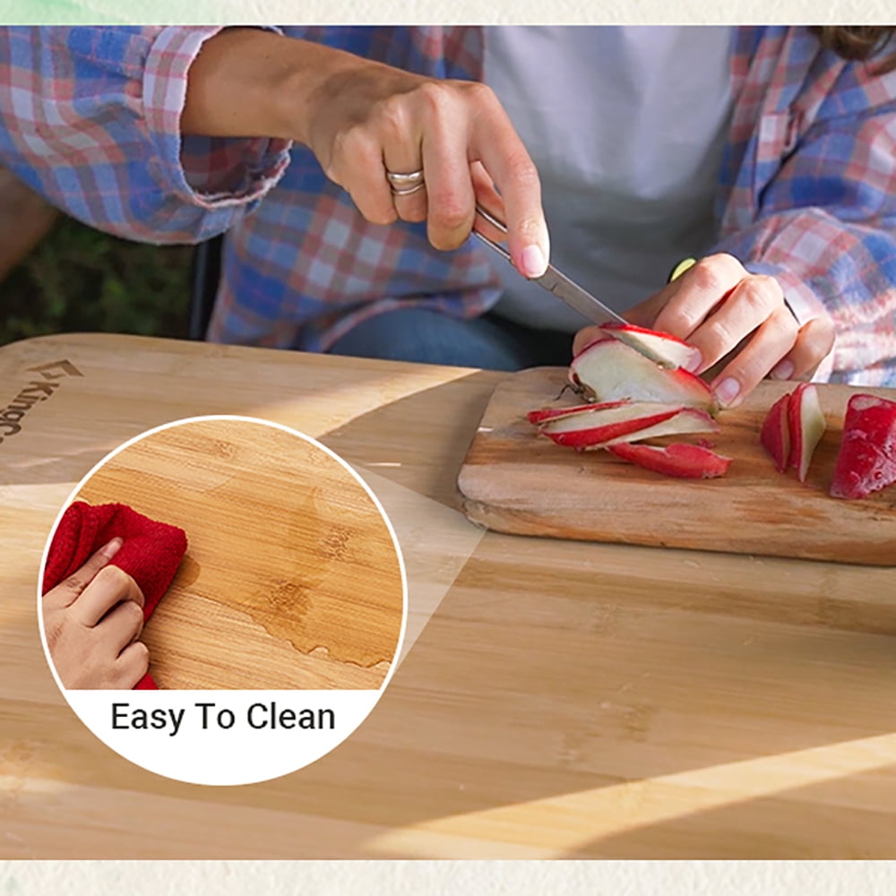 KingCamp Bamboo Camping Table Clearance Adjustable Height Folding Table for 1-2 People Outdoor and Indoor Support 176LBS Yellow - Image 8