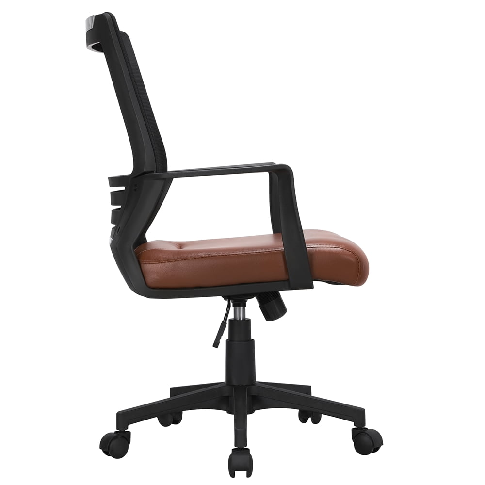 Renwick Midback Ergonomic Office Chair with Faux Leather Seat, Set of 2, Brown - Image 8