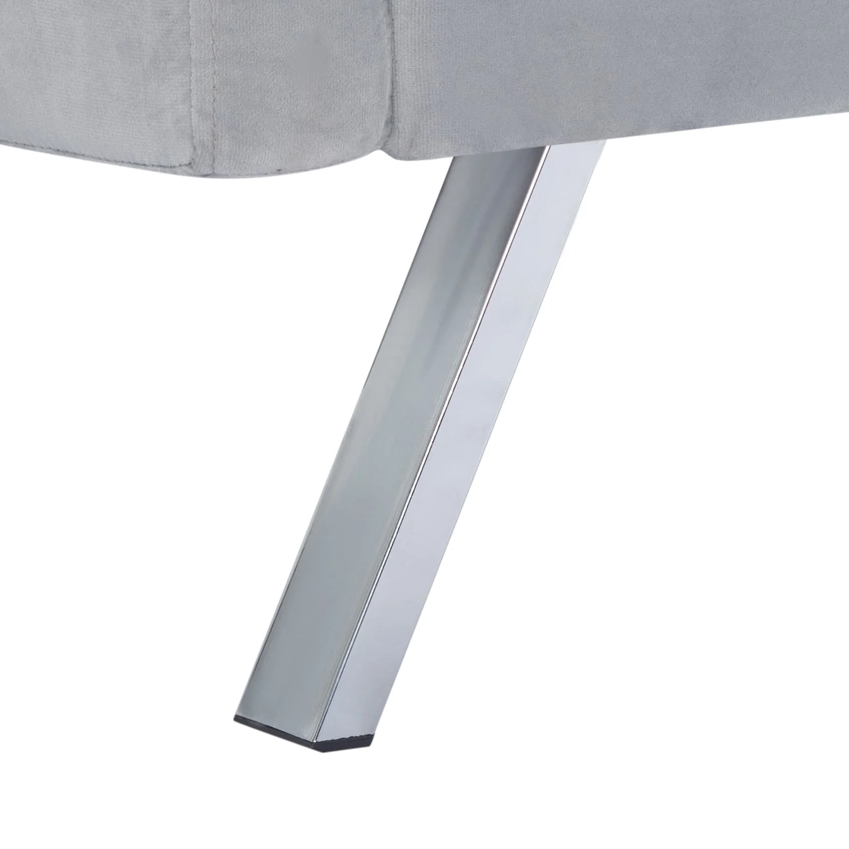 BSHTI 74” x 26.4” Futon Convertible Sofa, 3 Angles for Adjusting, Velvet Fabric, Square-Tufted Upholstery, with Silver Metal Legs, Twin Size Sleeper Sofa, Light Gray - Image 9