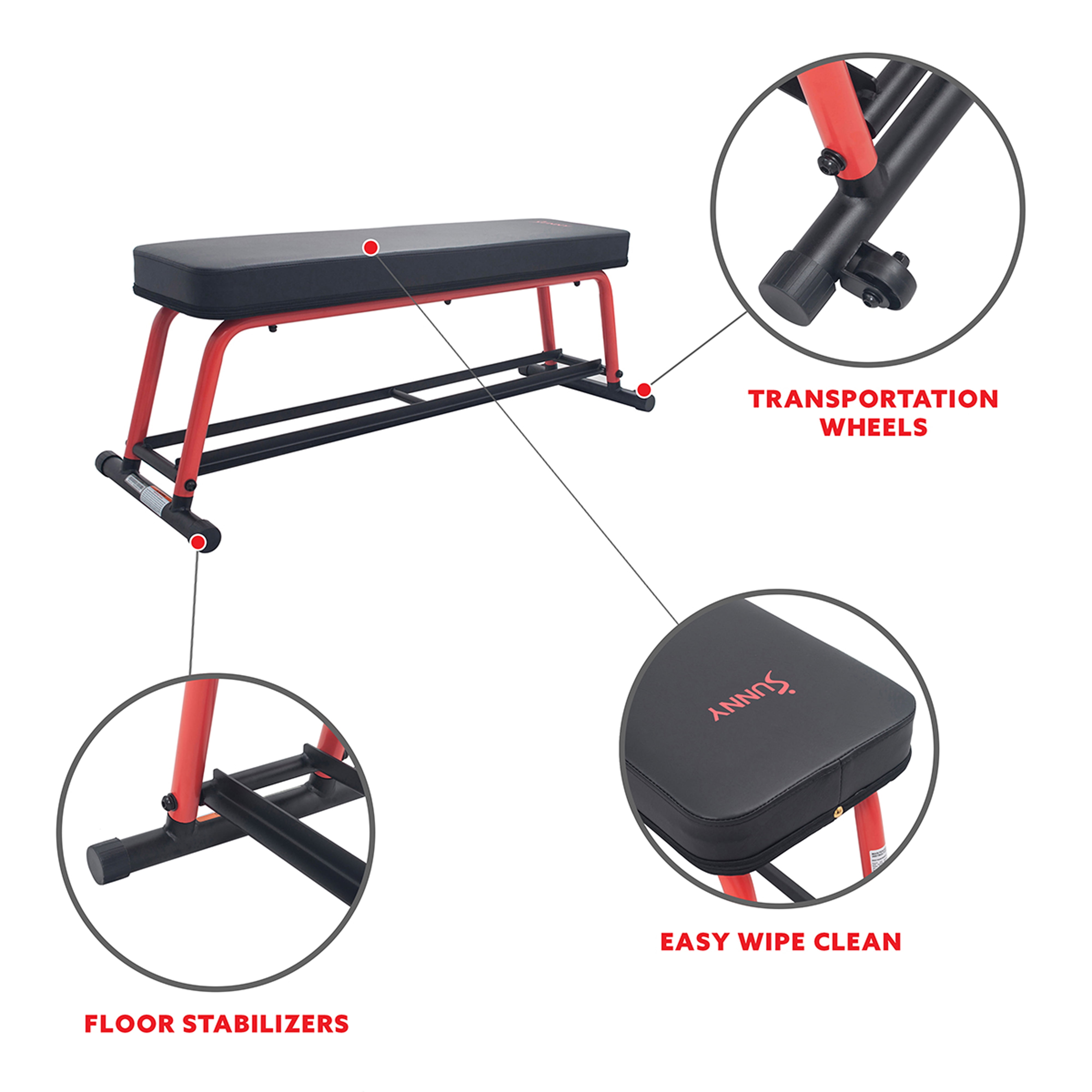 Sunny Health & Fitness Power Zone Strength Flat Bench - SF-BH6996 - Image 5