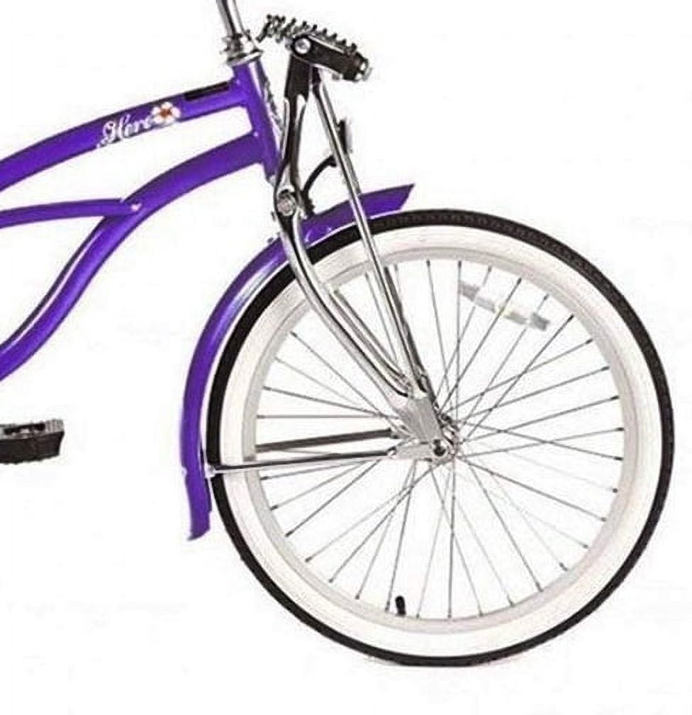 Wonder Wheels 20 In. Beach Cruiser Lowrider Coaster Brake Single Speed Bicycle, Bike With Banana Seat Stainless Steel Spokes One Piece Crank Alloy Rims 36 H - Purple - Image 5