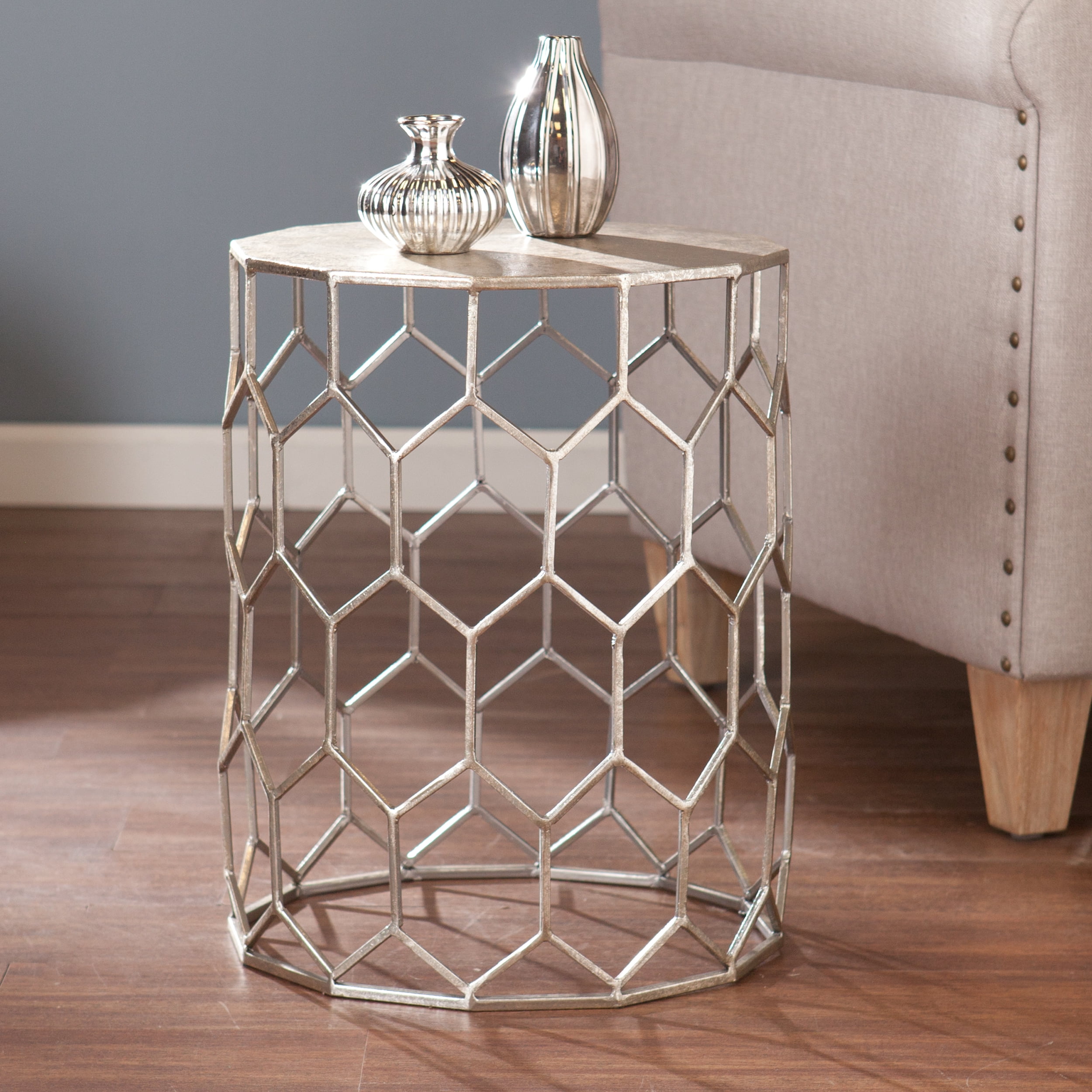 SEI Furniture Clarissa Metal Accent Table 13.75 x 18.25 - Image 9