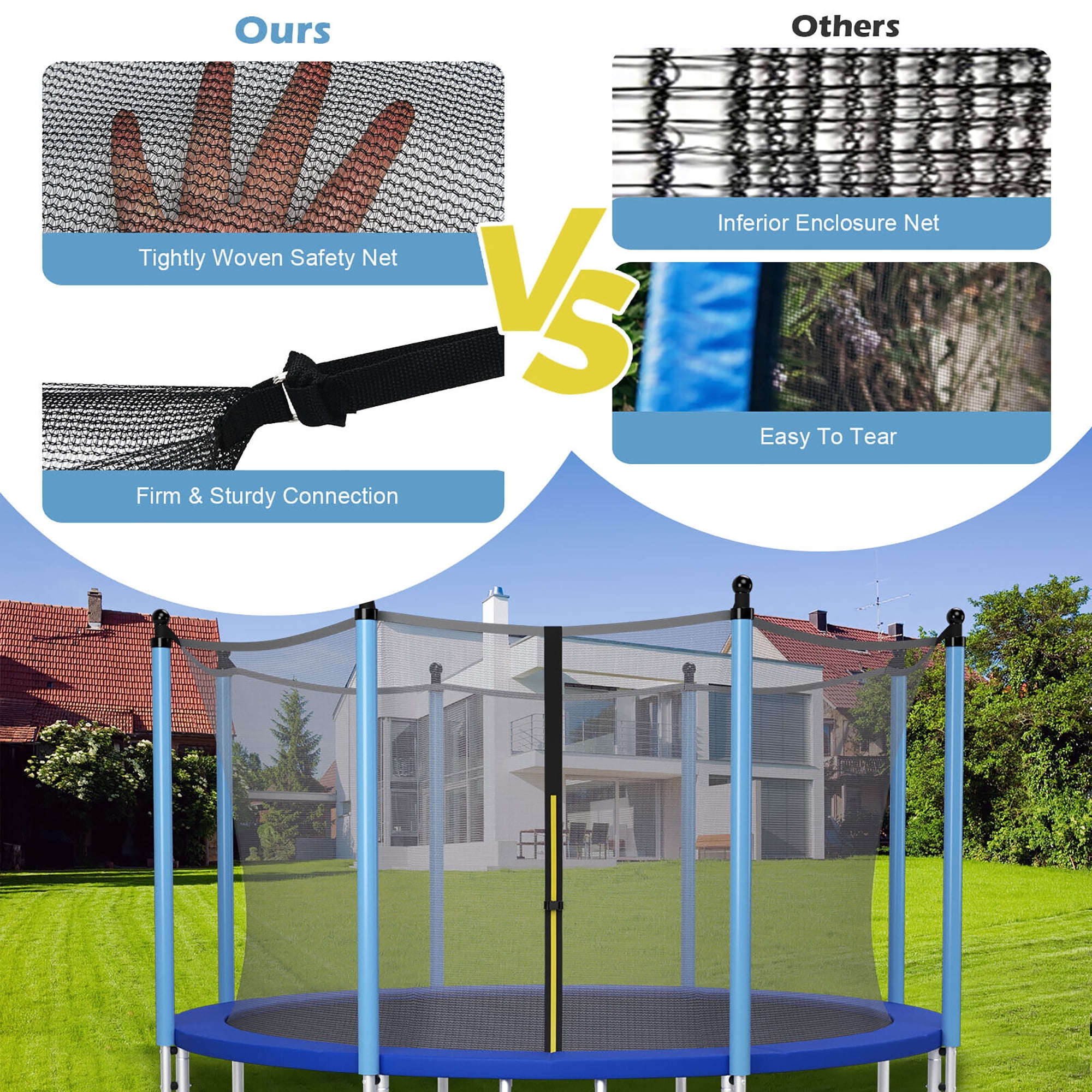 Gymax 16FT Trampoline Replacement Safety Enclosure Net for 12 Poles Weather-Resistant - Image 3