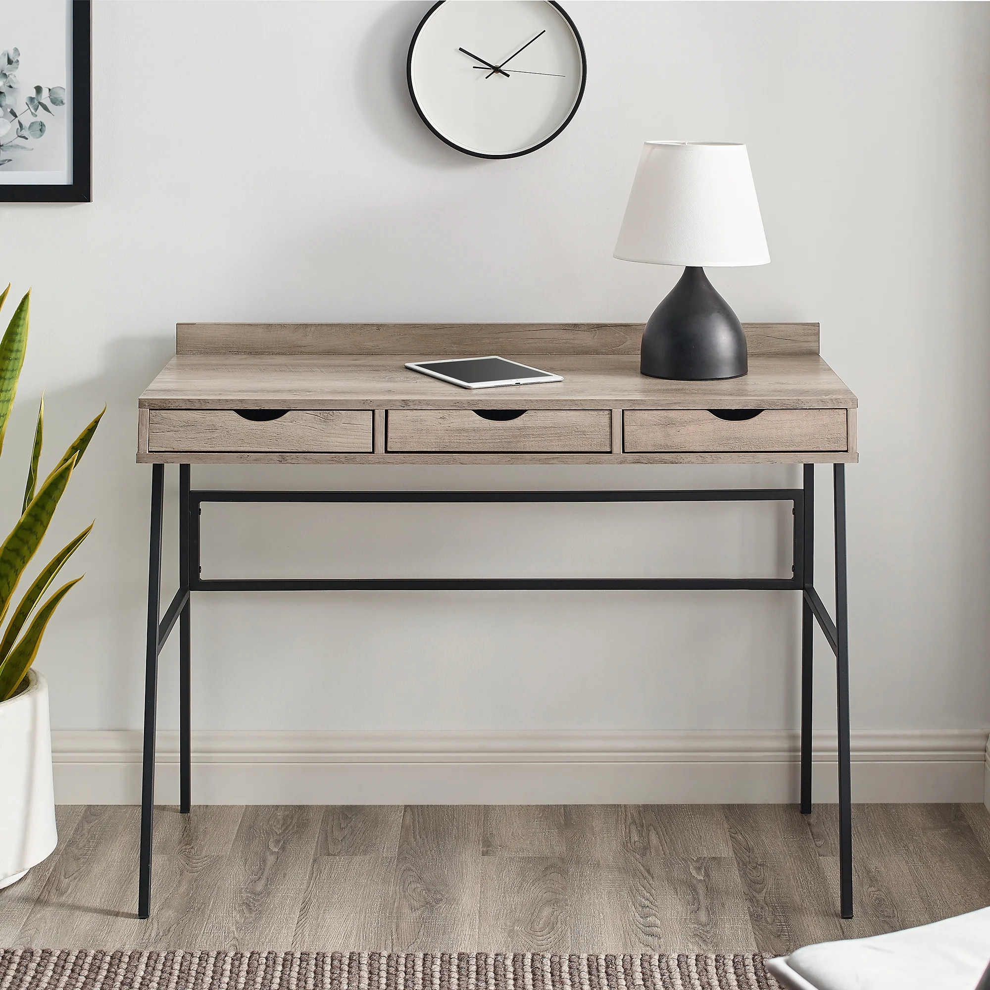 Walker Edison Modern 3-Drawer Desk, Grey Wash - Image 8