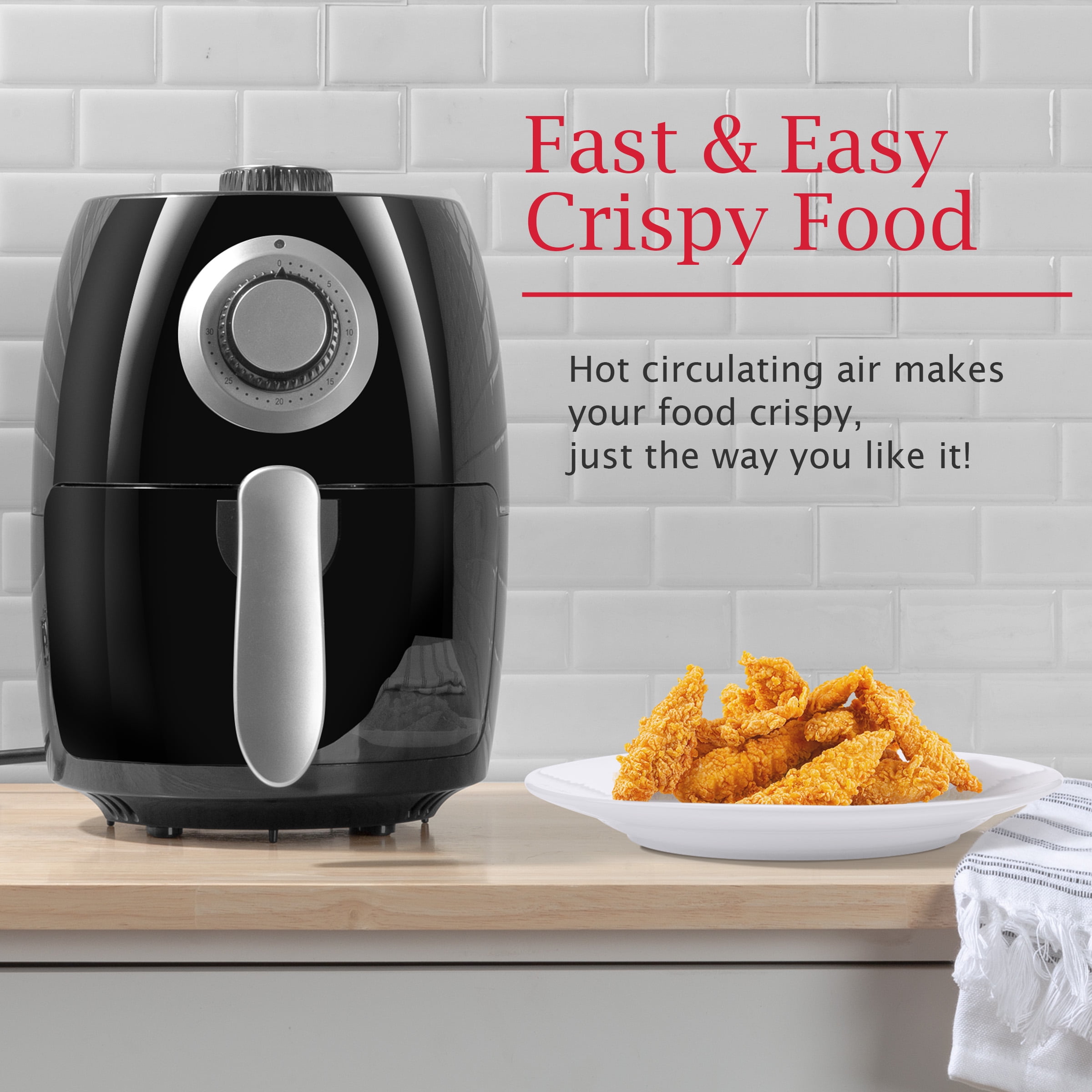 Classic Cuisine 2.3 qt Air Fryer, Black - Nonstick - Image 5
