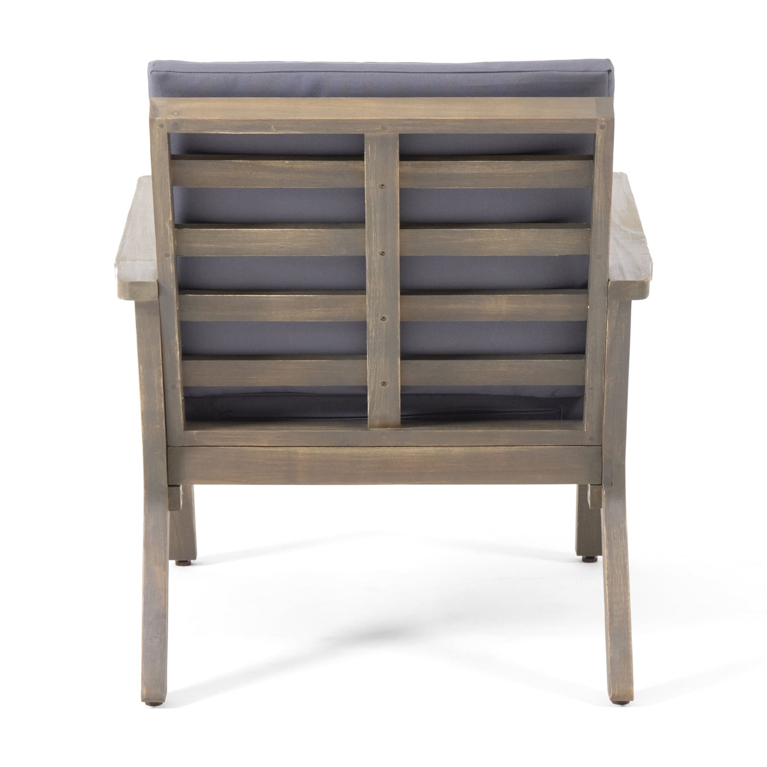 Sasha Outdoor Acacia Wood Club Chairs with Cushions, Set of 2, Gray, Dark Gray - Image 2