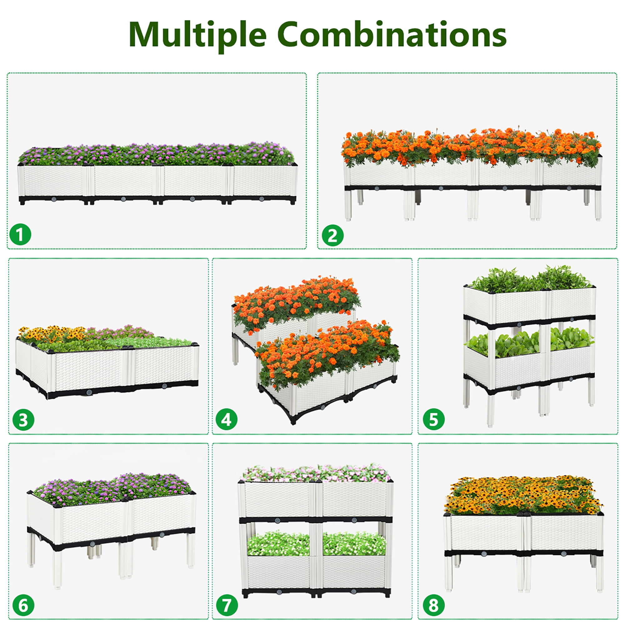 Costway Set of 4 Raised Garden Bed Elevated Flower Vegetable Herb Grow Planter Box White - Image 5