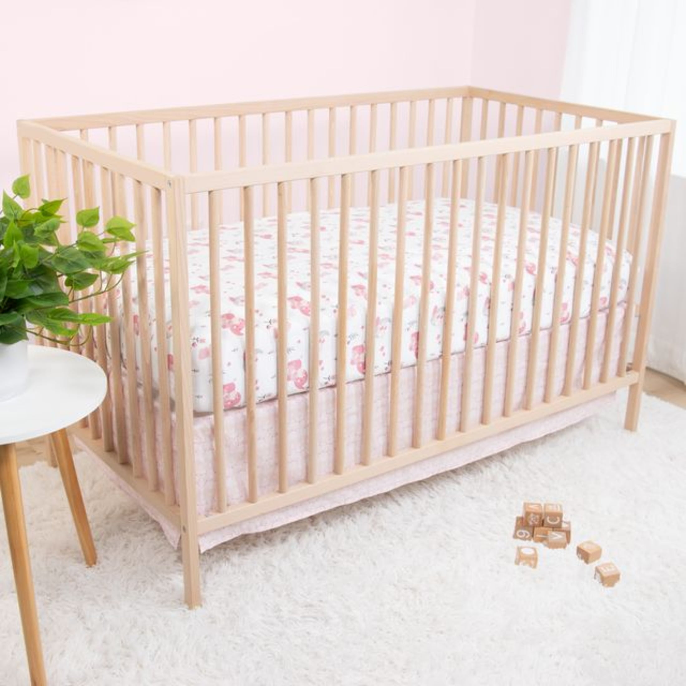 The Peanutshell Pink Elephant Crib Bedding Set for Baby Girls, 3 Piece Nursery Set - Image 2