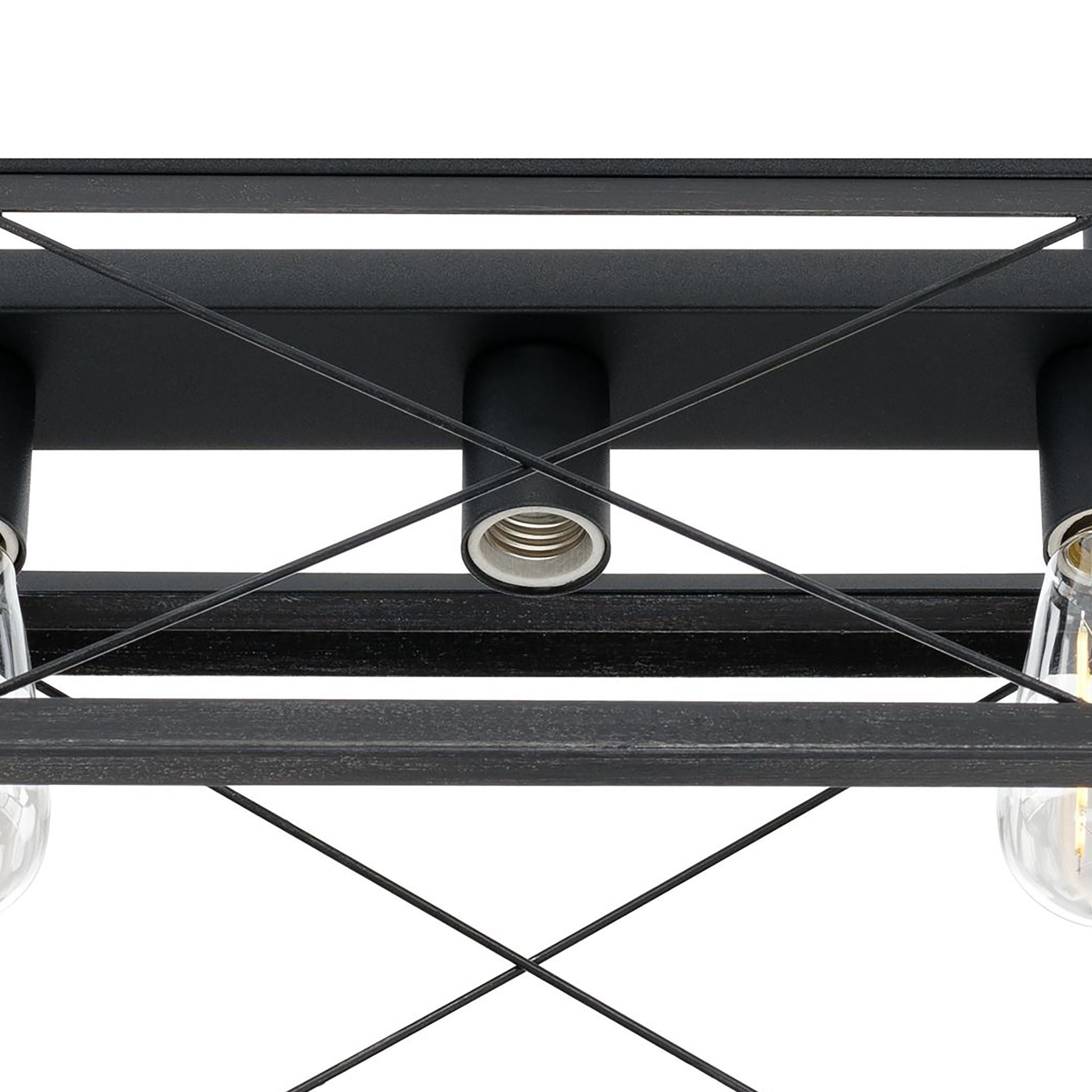 Briarwood Collection Five-Light Textured and Cerused Black Farmhouse Style Linear Island Chandelier Light - Image 7