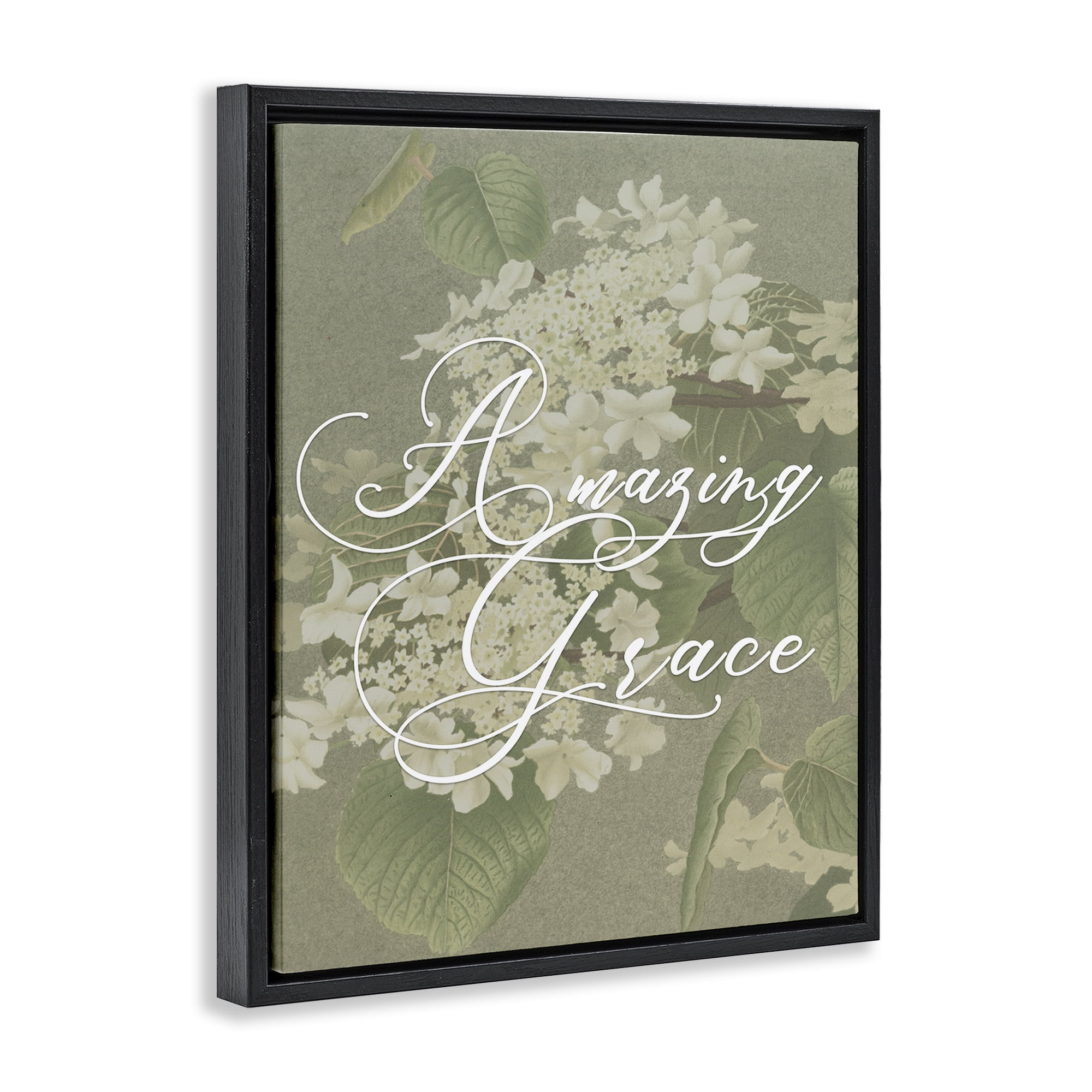Amazing Grace Phrase Vintage White Flower Blossoms Black Floating Frame Canvas Art, 17 x 21, By Lil' Rue - Image 6
