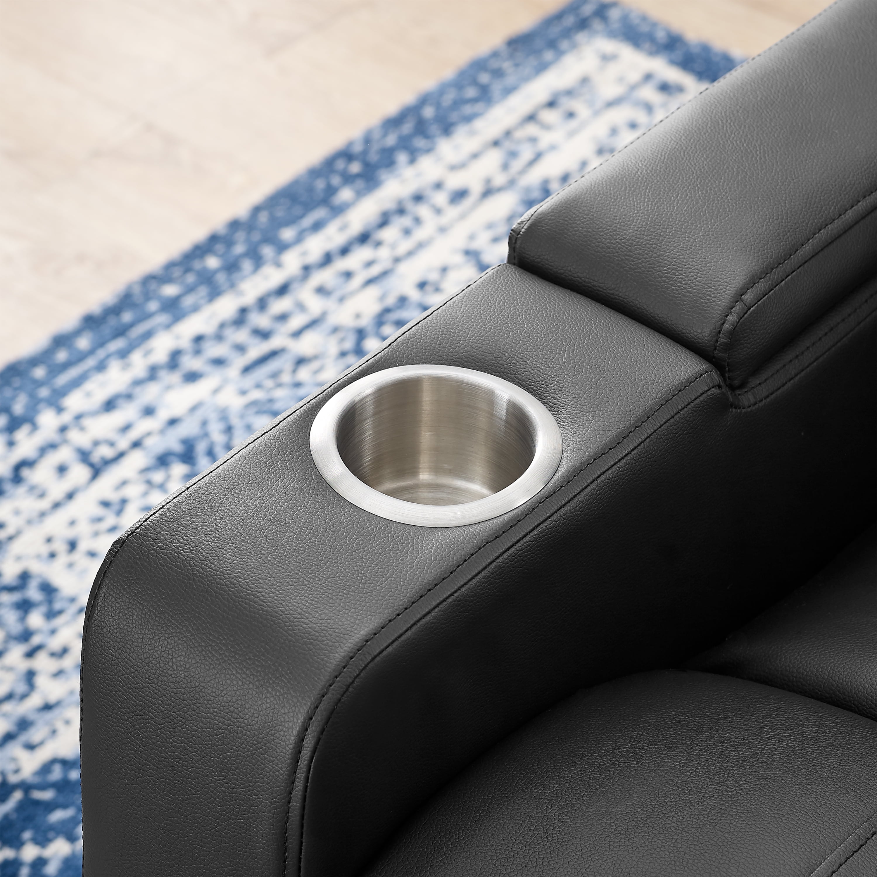 Mainstays Home Theater Recliner with USB charging ports, Faux Leather, Multiple Finishes - Image 7