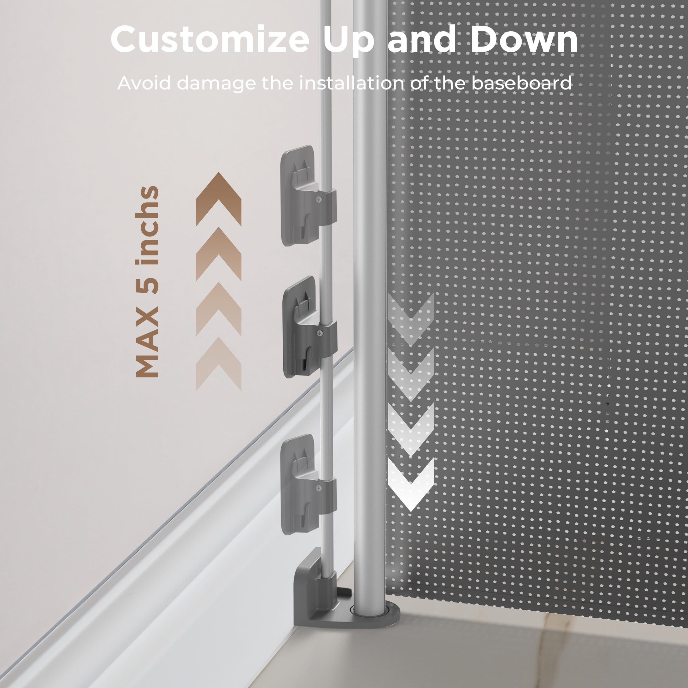 Fxcoia Retractable Baby Gate 71"Wide×38"Tall,Safety Mesh Dog Gates for Doorways & Stairs,Gray - Image 2