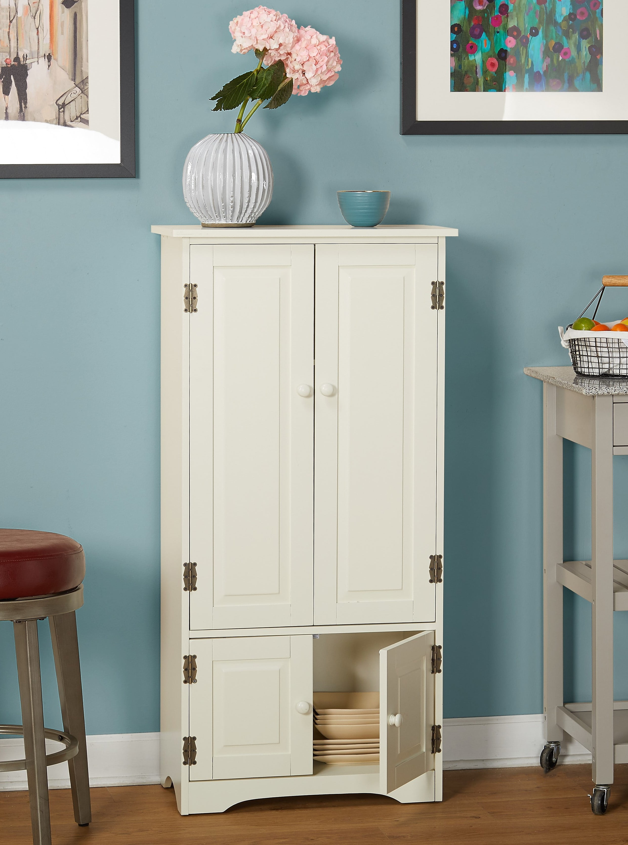 TMS Contemporary Four Door Vertical Wall Cabinet with Shelves, White - Image 2