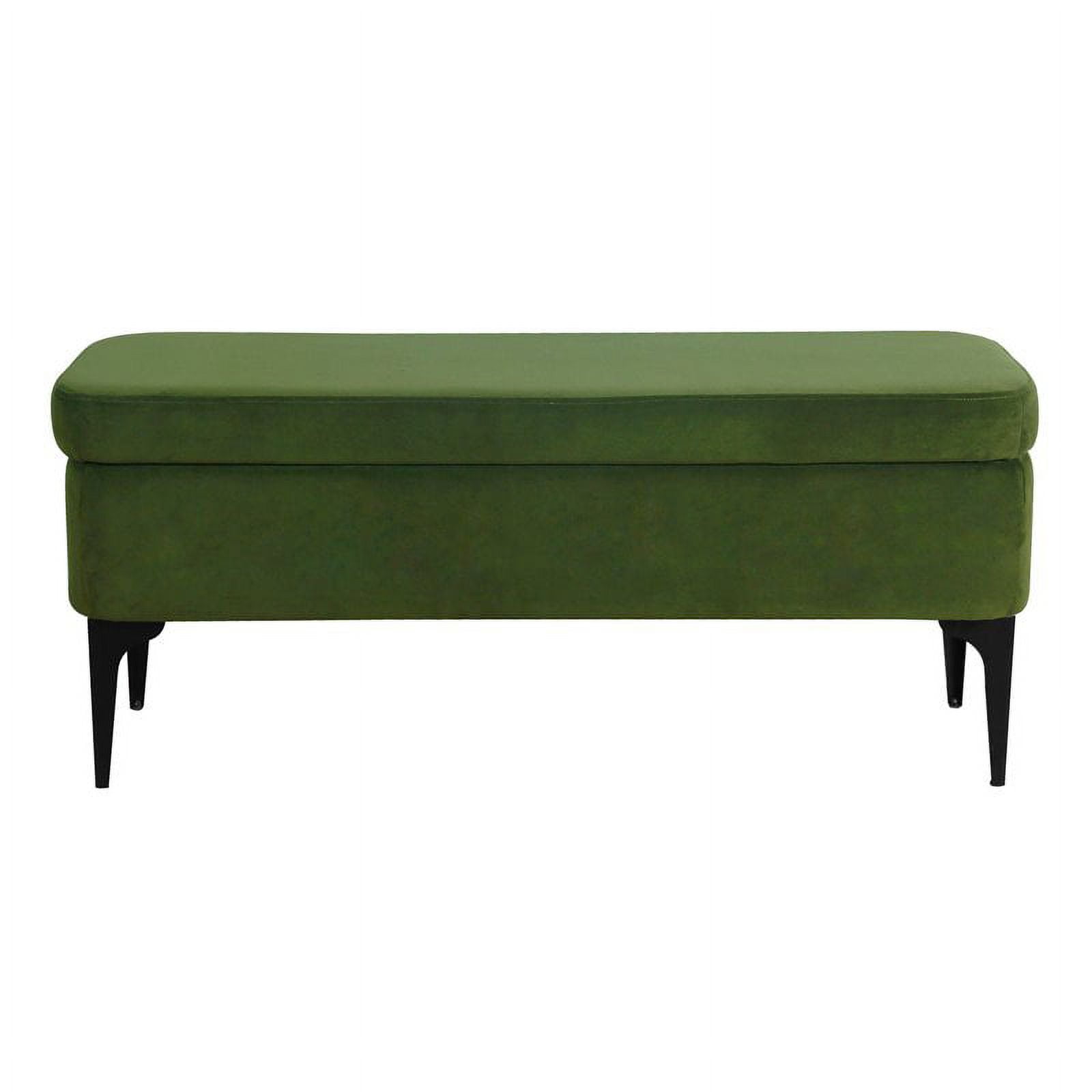 HomePop Large Modern Storage Bench with Metal Legs, 42"W x 14.5"D x 17.5"H, Green Velvet - Image 8