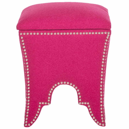 Safavieh Deidra Square Upholstered Storage Ottoman, Berry - Image 2