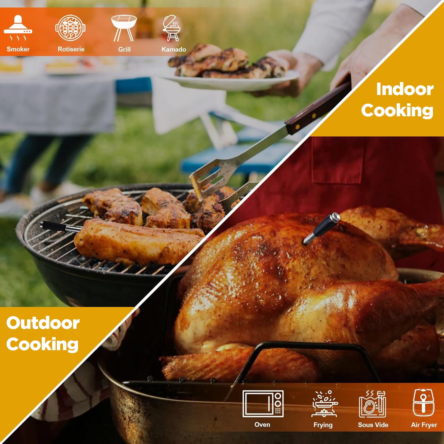 Smart Wireless Meat Thermometer - Bluetooth Digital Food Cooking Thermometer APP Control Kitchen Thermometer for Oven Grill BBQ Smoker - Image 6