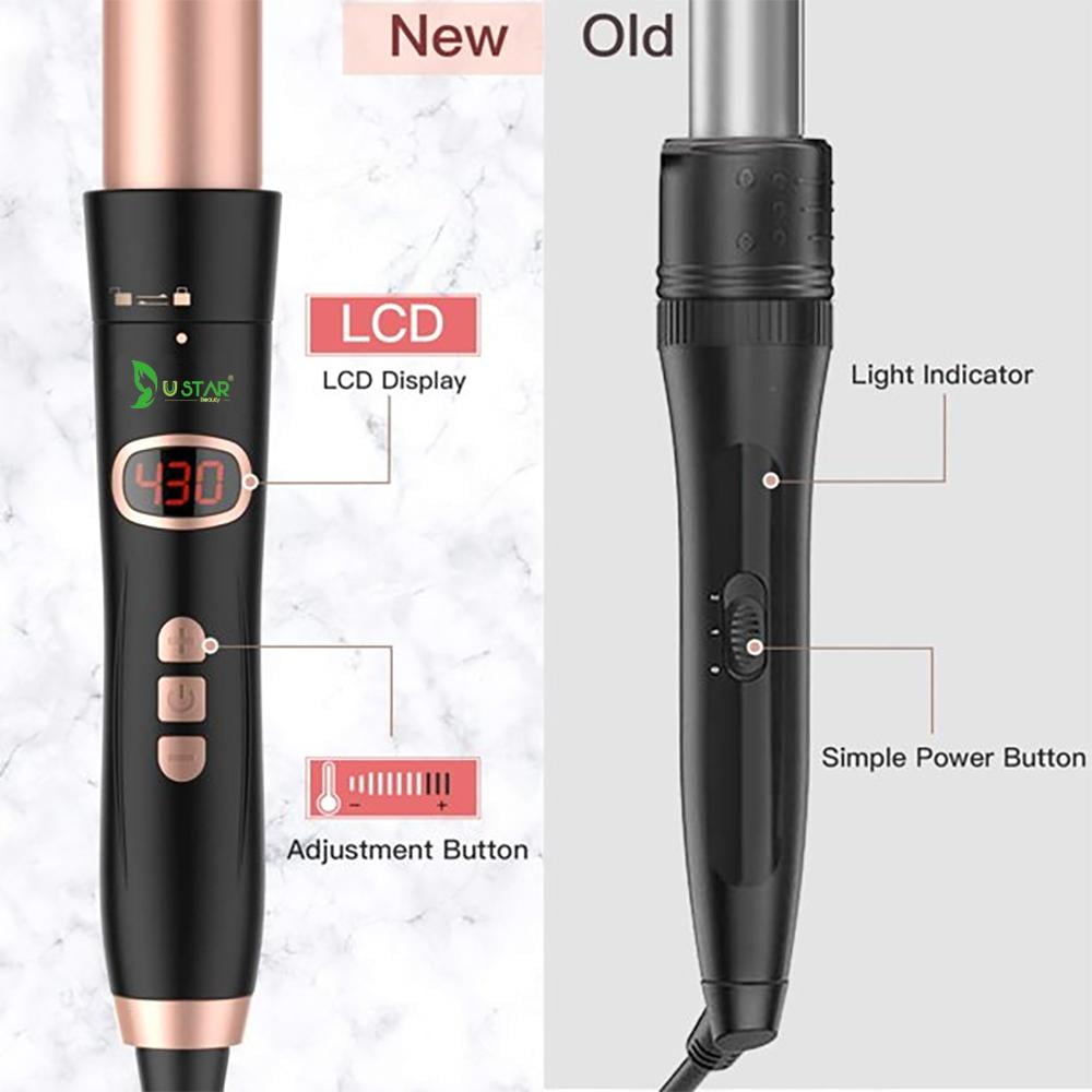 Bestope Travel Size Professional 1.25" Barrels Instant Heat-Up Ceramic Hair Curling Wand with LCD & Temperature Adjustment, Anti-Static Technology, Black - Image 6