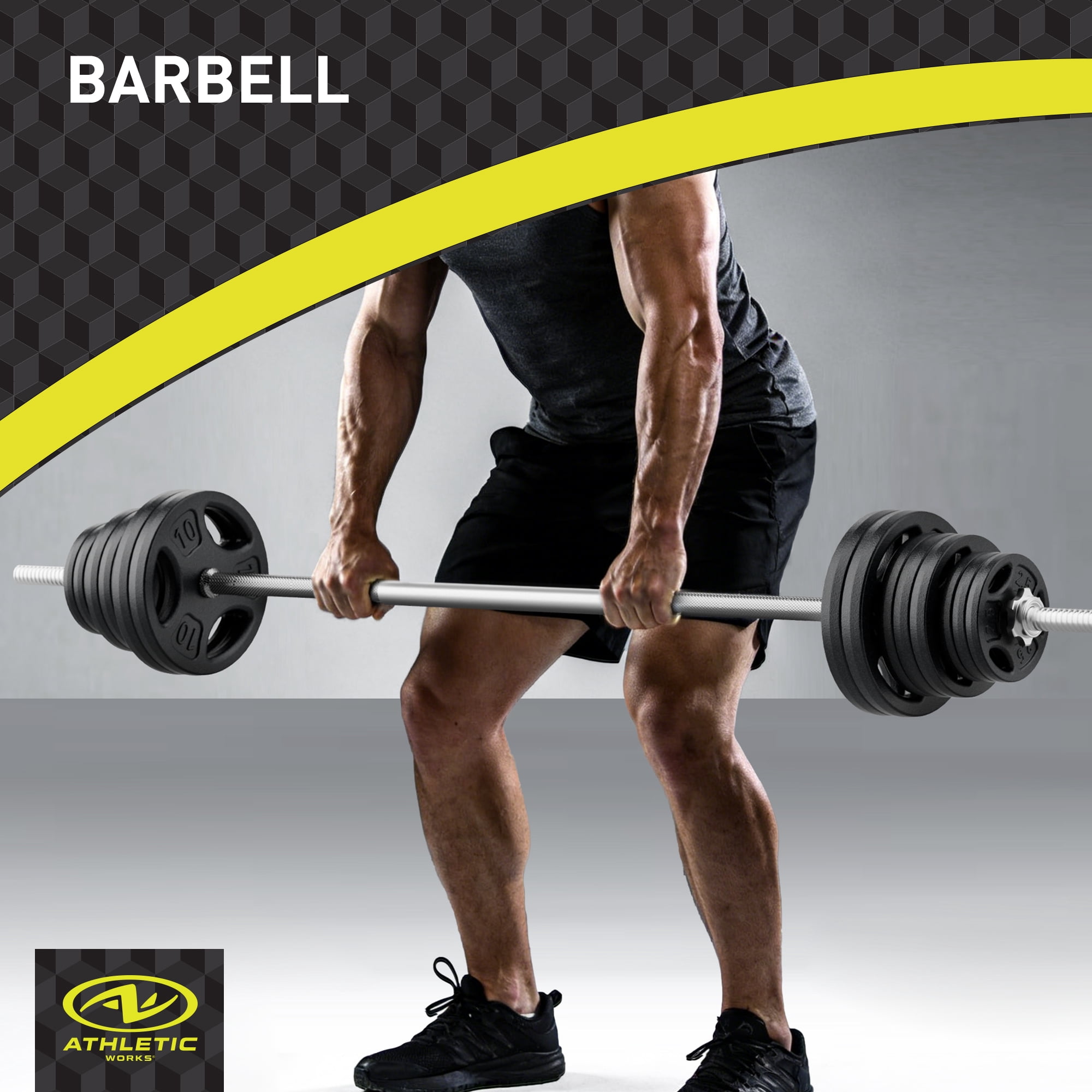 Athletic Works 100LB Black Cast Iron Standard Weight Plate Sets, Used as Both Dumbbell and Barbell,1-inch Holes Fit Standard Sized Bar - Image 5