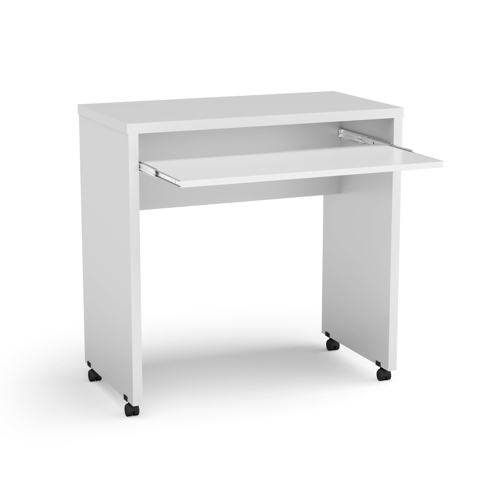 Boahaus Kyoto Mobile Computer Desk with Keyboard Tray and Wheels, White, for Adults - Image 5