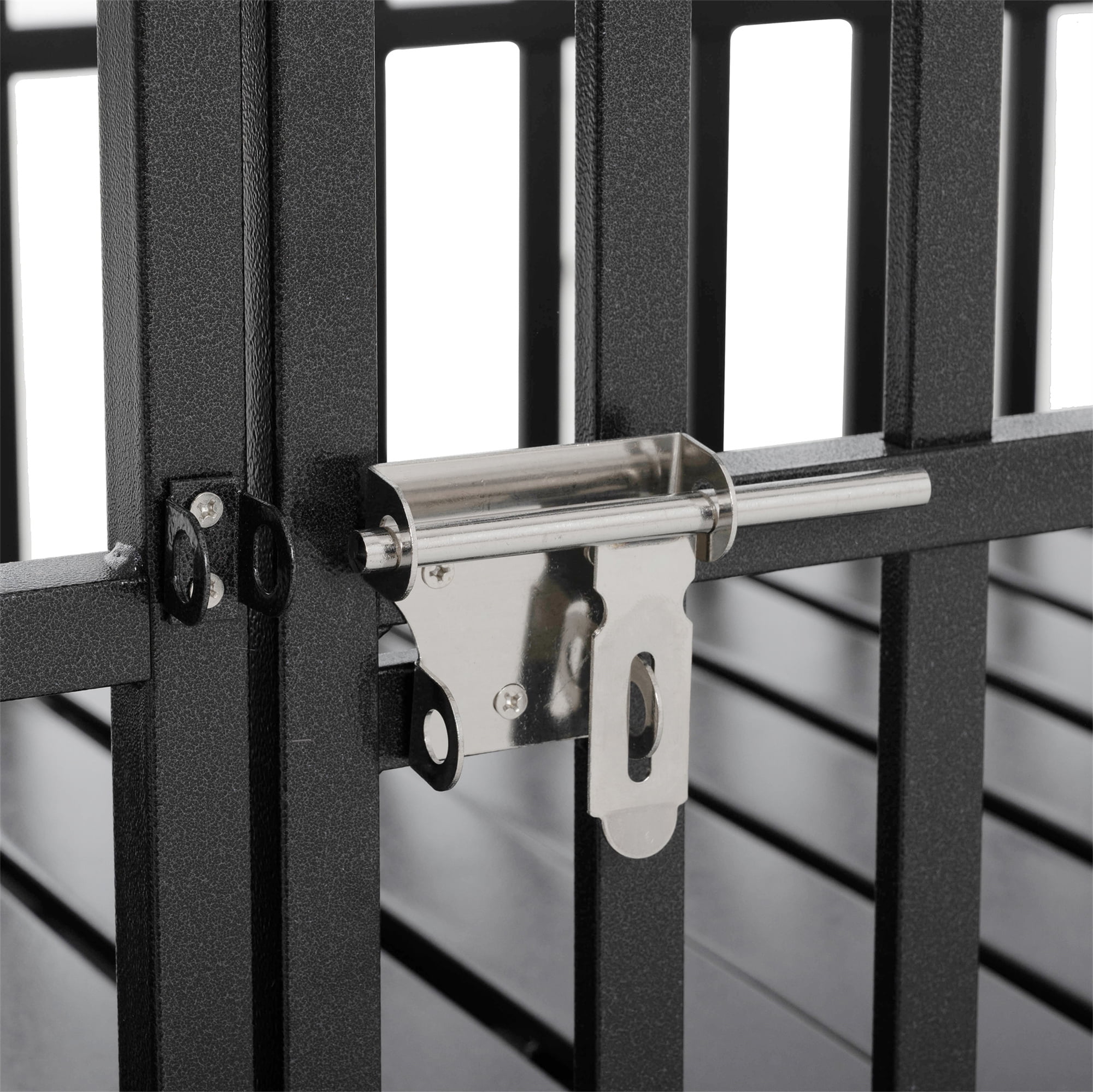 Aukfa 43/47/51 in Heavy Duty Indestructible Dog Crate, House Shape Escape Proof Dog Cage Kennel with Lockable Wheels & Removable Tray - Image 2