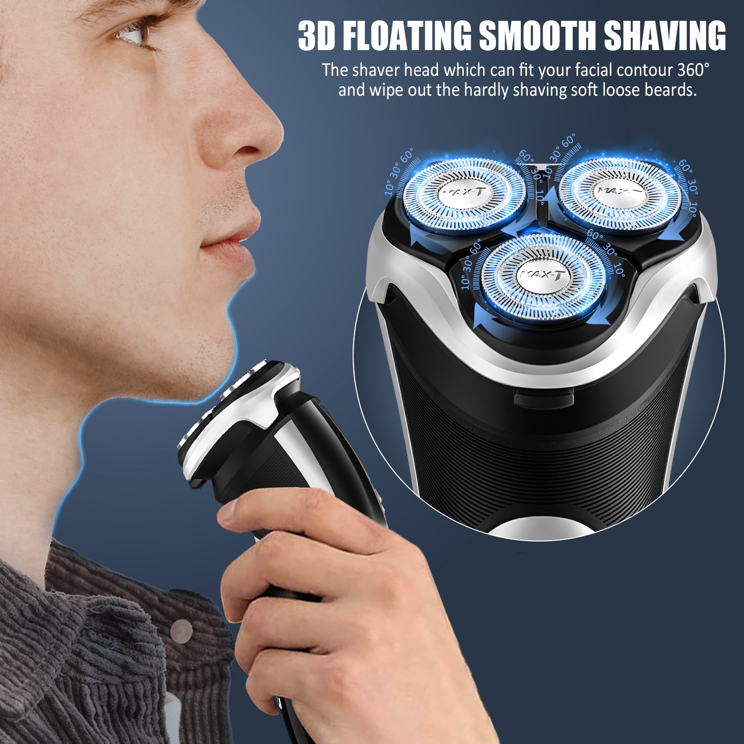 MAXT Men Electric Razor for Men with Pop-Up Trimmer, USB-C Rechargeable Men Electric Shave for Men, Wet & Dry, IPX7 Waterproof, Gift for Men - Image 2