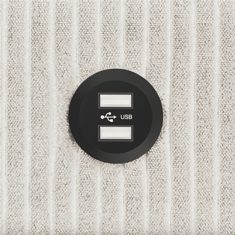 Renwick 83.5'' W 2-Seater Modern Corduroy Fabric Sofa Couch with USB Charging Ports, All Ages, Ivory - Image 9