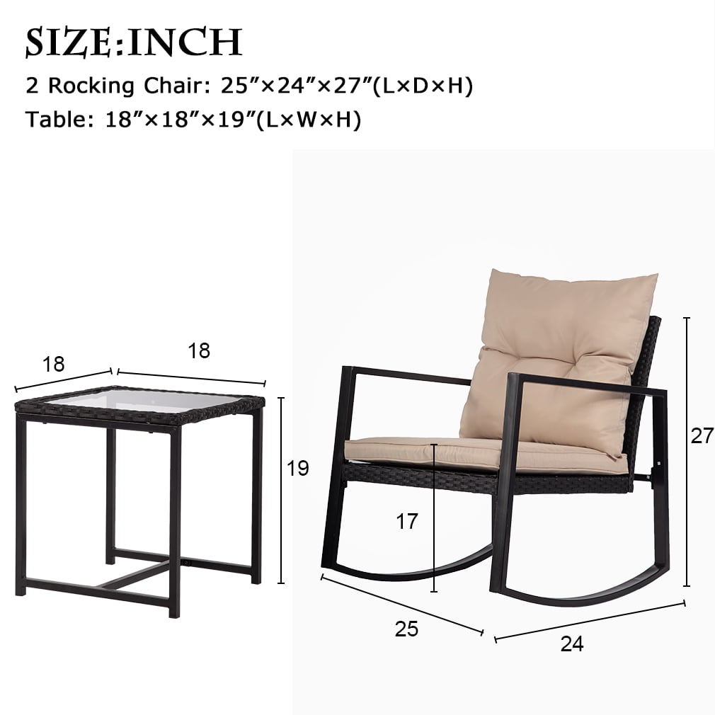 PayLessHere Outdoor Patio Furniture Sets 4 Pieces with Coffee Table,Black - Image 8