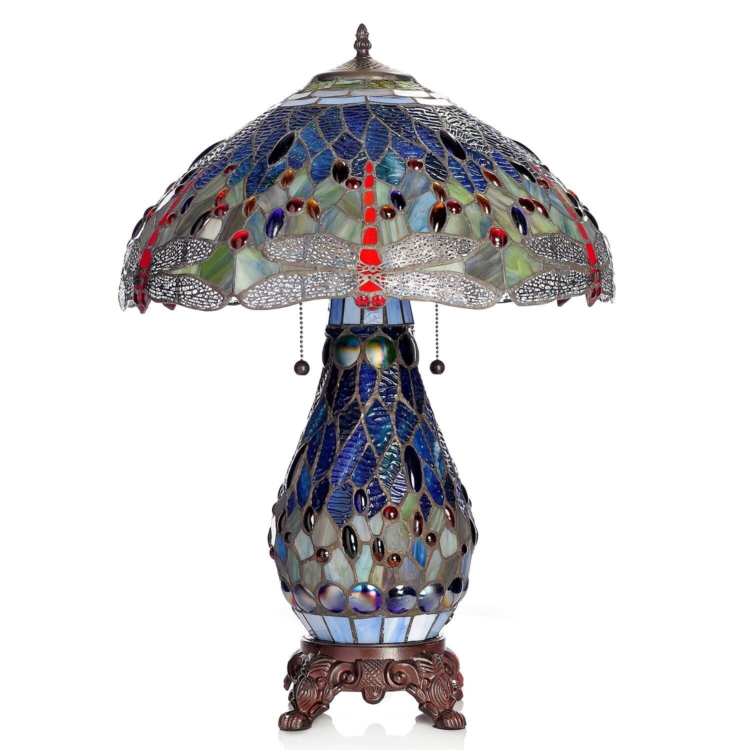 Tiffany-style Dragonfly Lamp with Lighted Base - Image 5